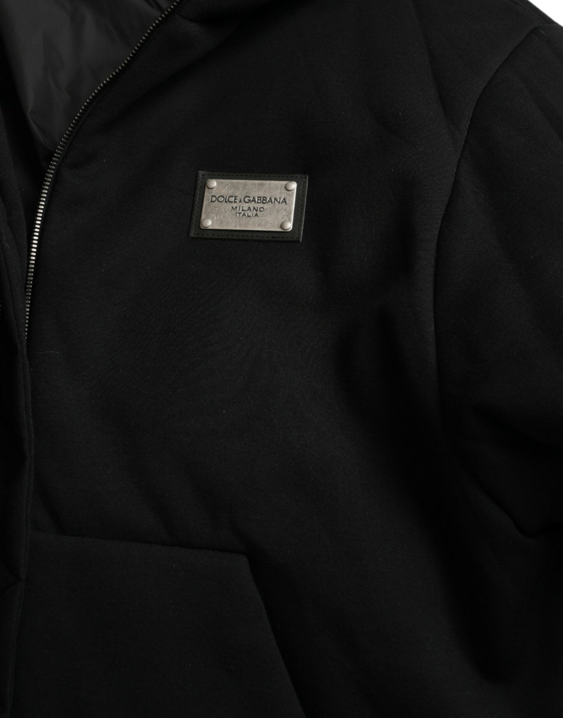 Dolce & Gabbana Elegant Black Bomber Jacket with Hood - ACCEXO