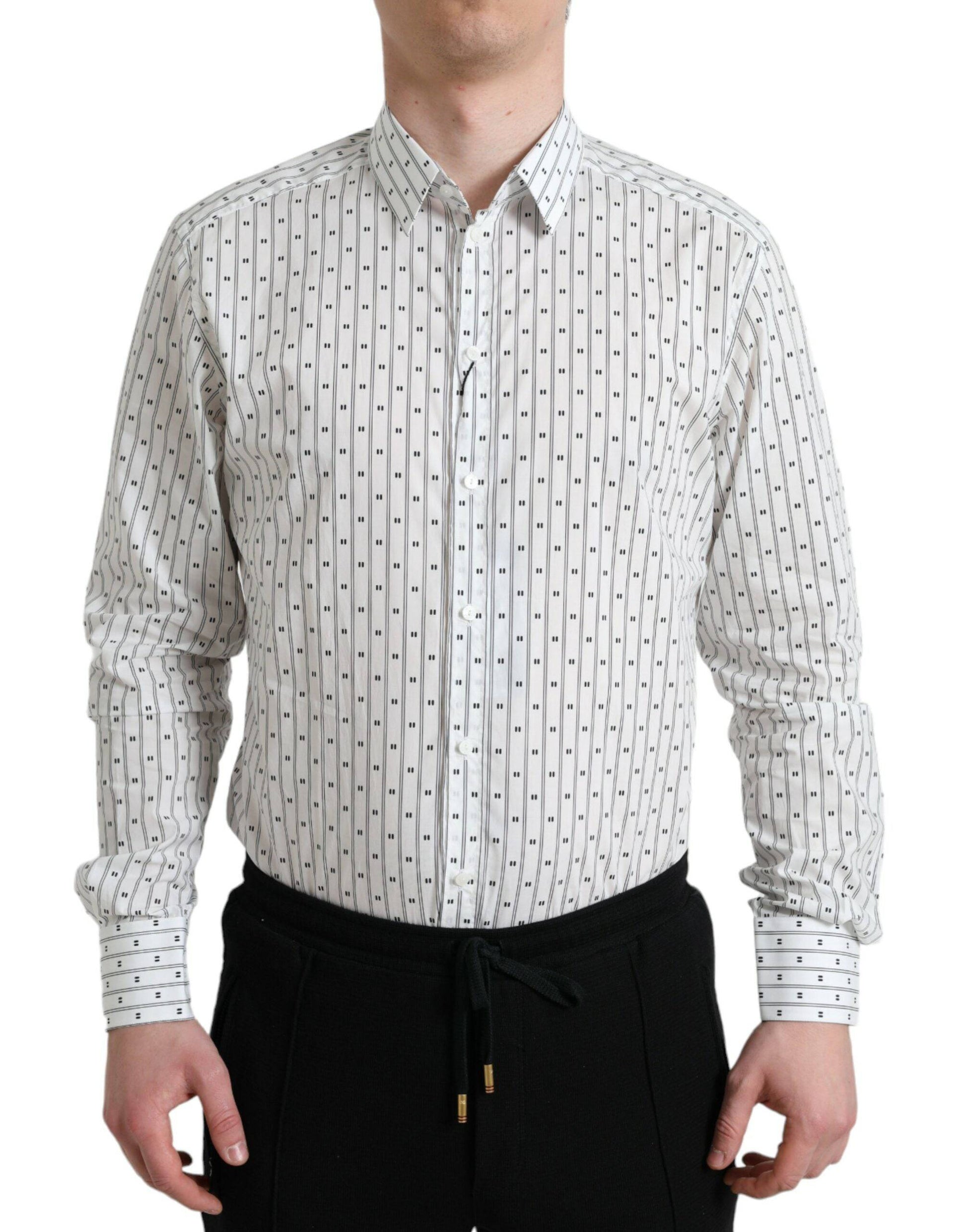 Dolce & Gabbana Elegant White Cotton Slim Fit Dress Shirt - ACCEXO