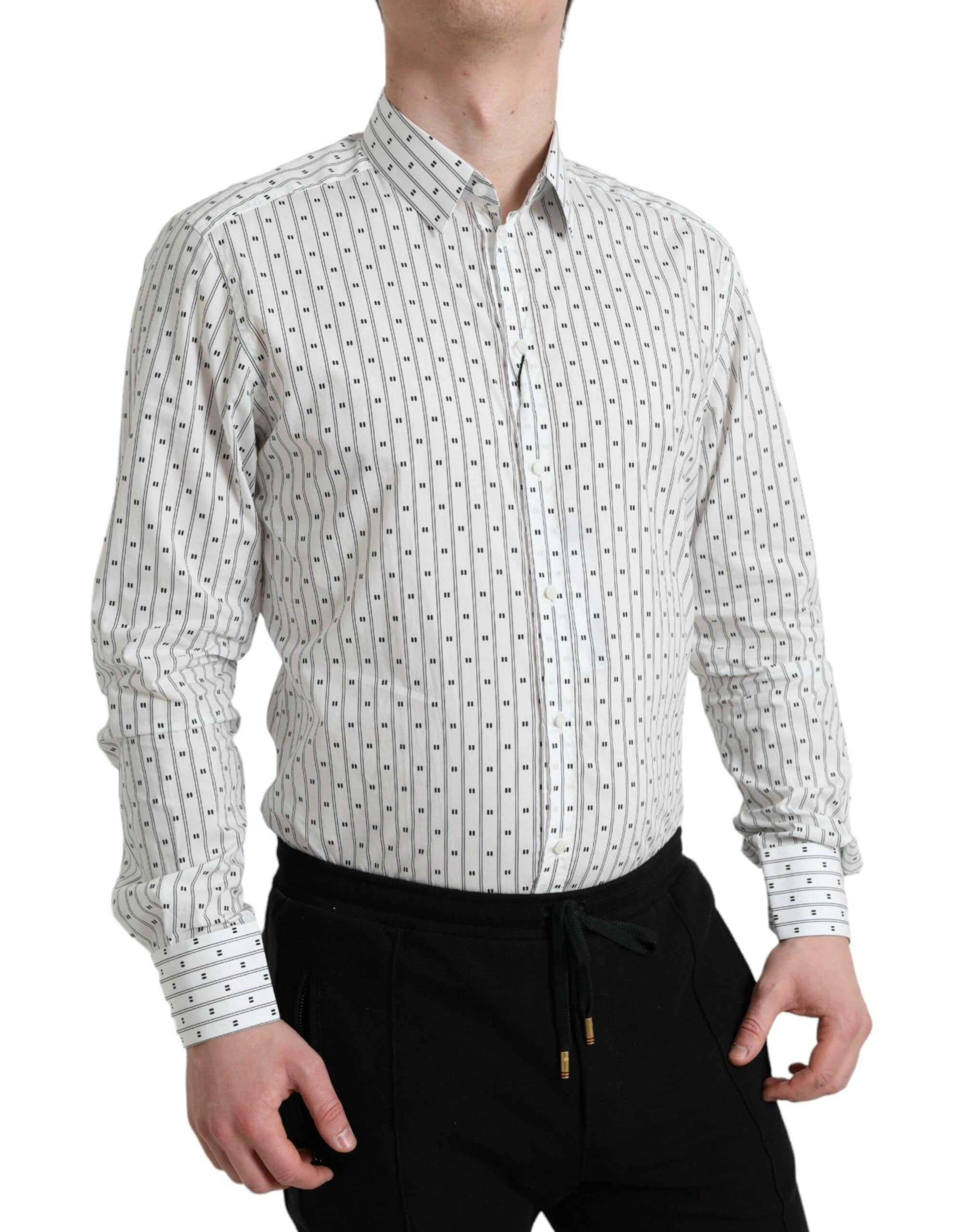 Dolce & Gabbana Elegant White Cotton Slim Fit Dress Shirt - ACCEXO
