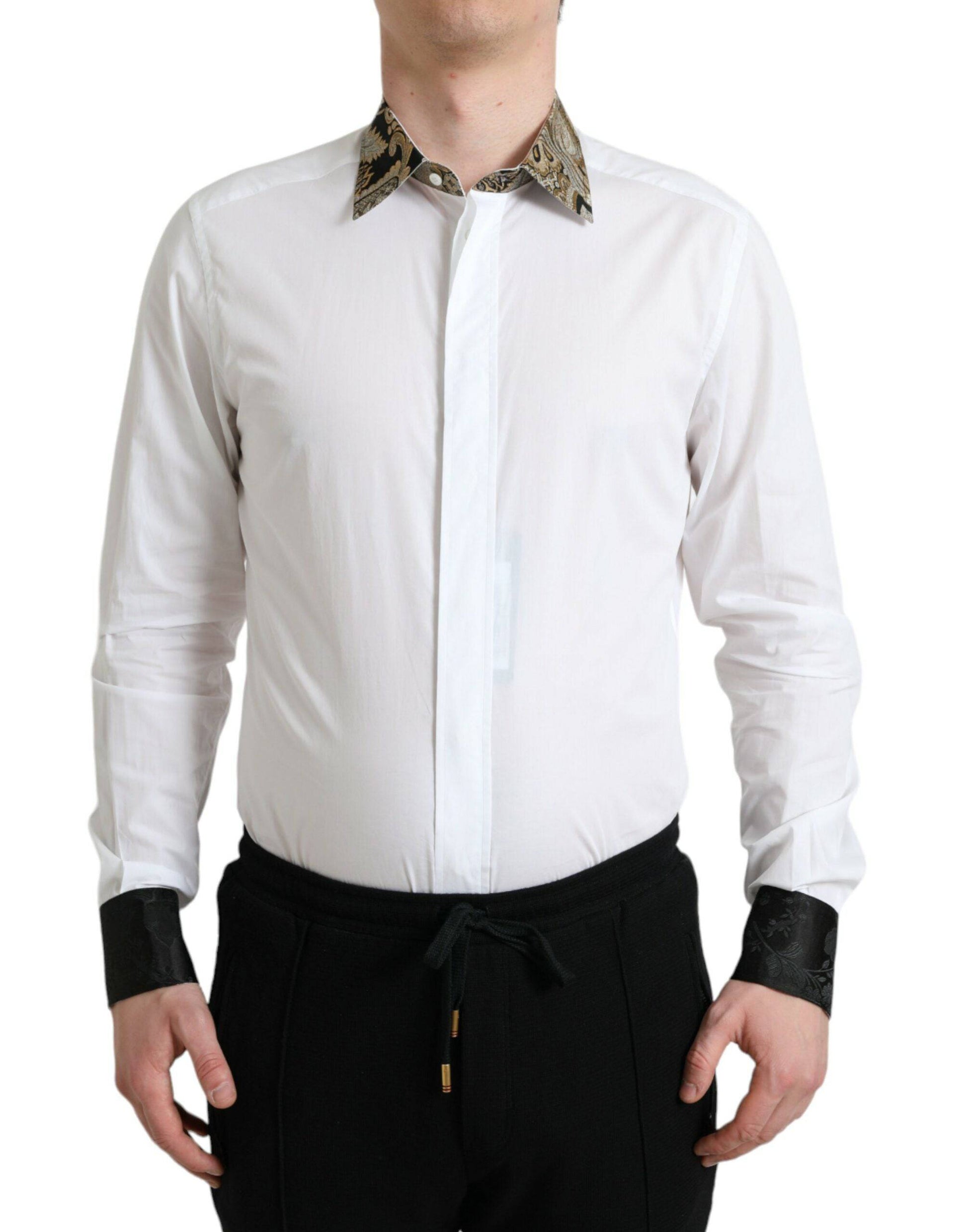 Dolce & Gabbana Elegant Gold Detail Dress Shirt - ACCEXO