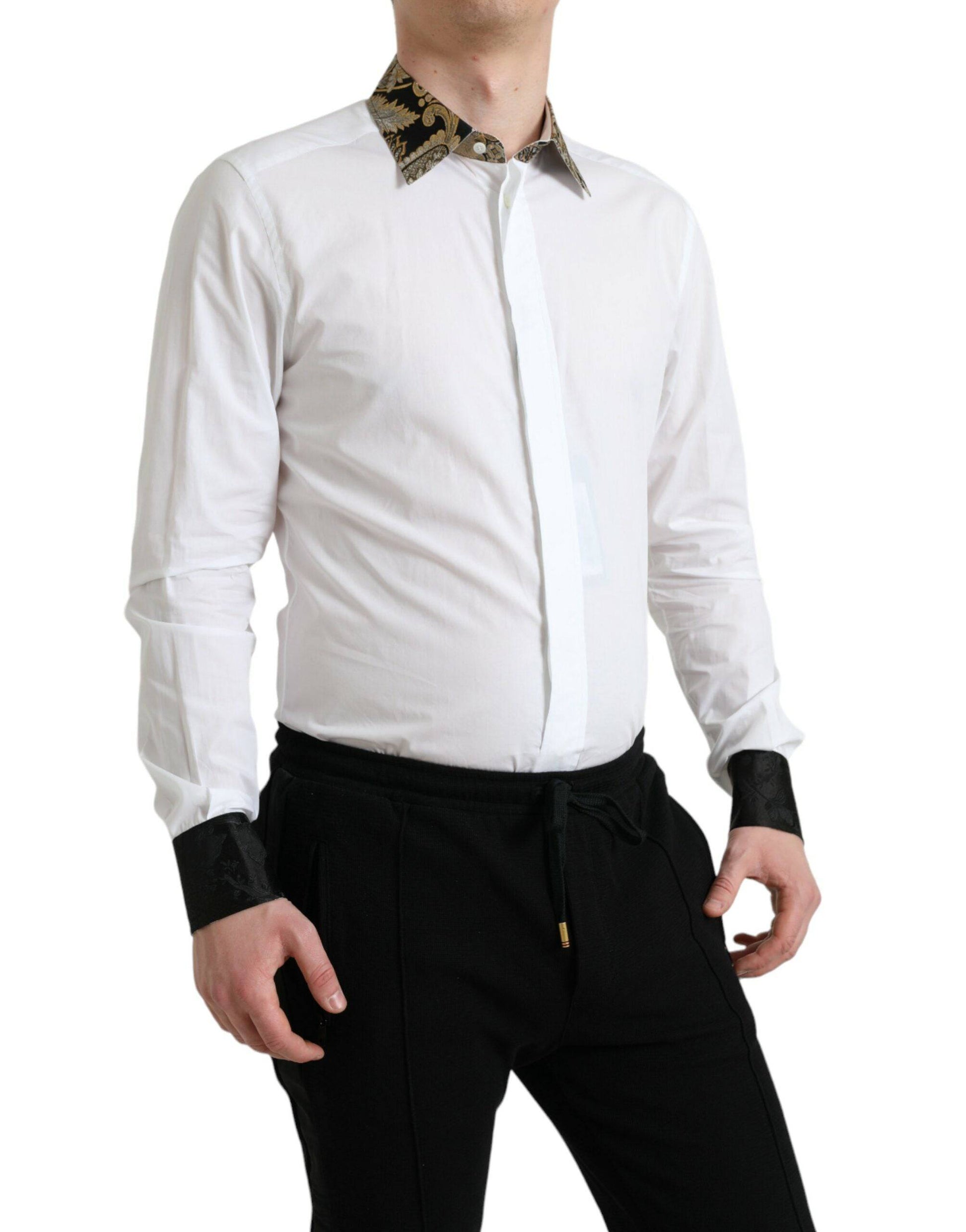 Dolce & Gabbana Elegant Gold Detail Dress Shirt - ACCEXO