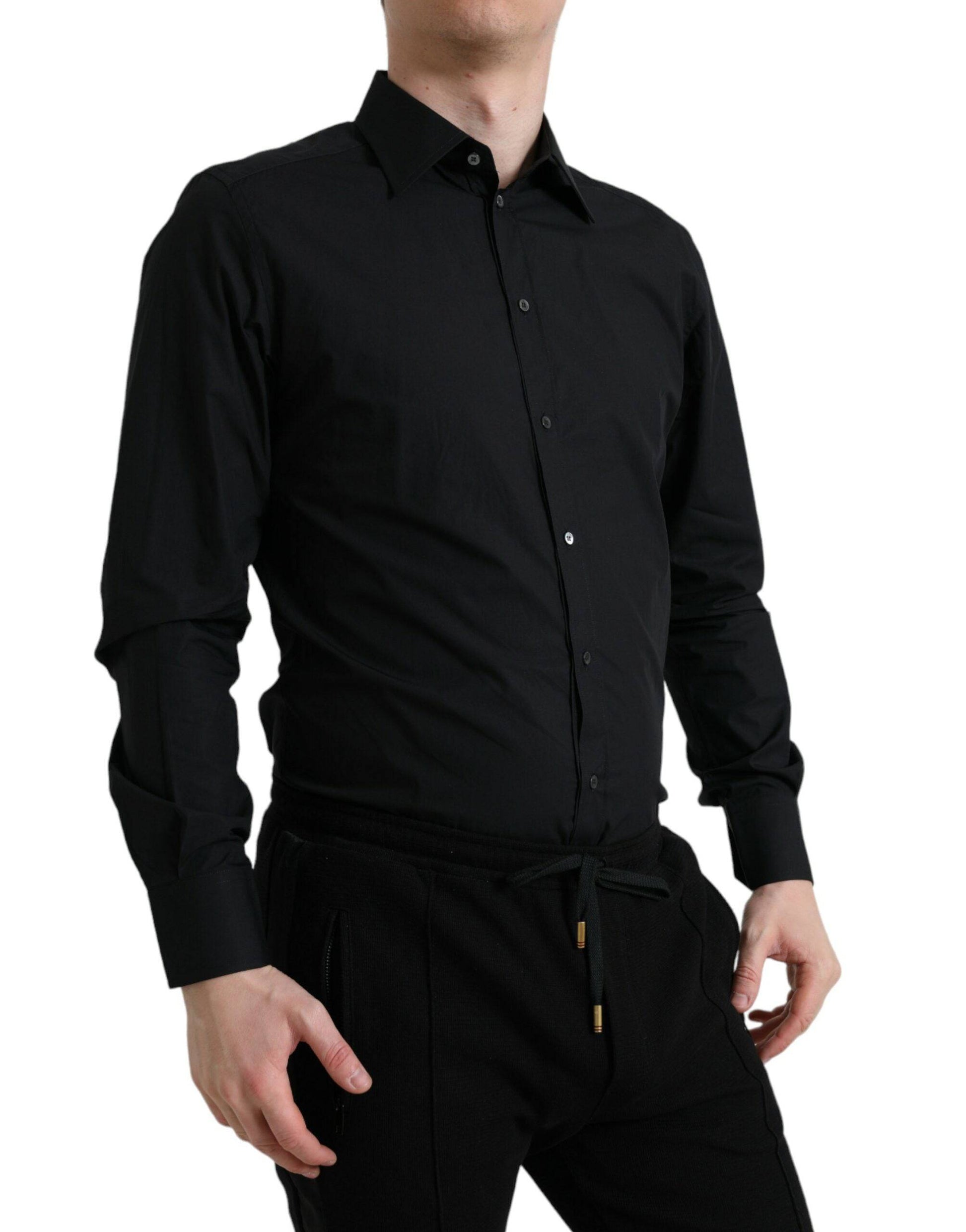 Dolce & Gabbana Sleek Black Slim Fit Italian Dress Shirt - ACCEXO