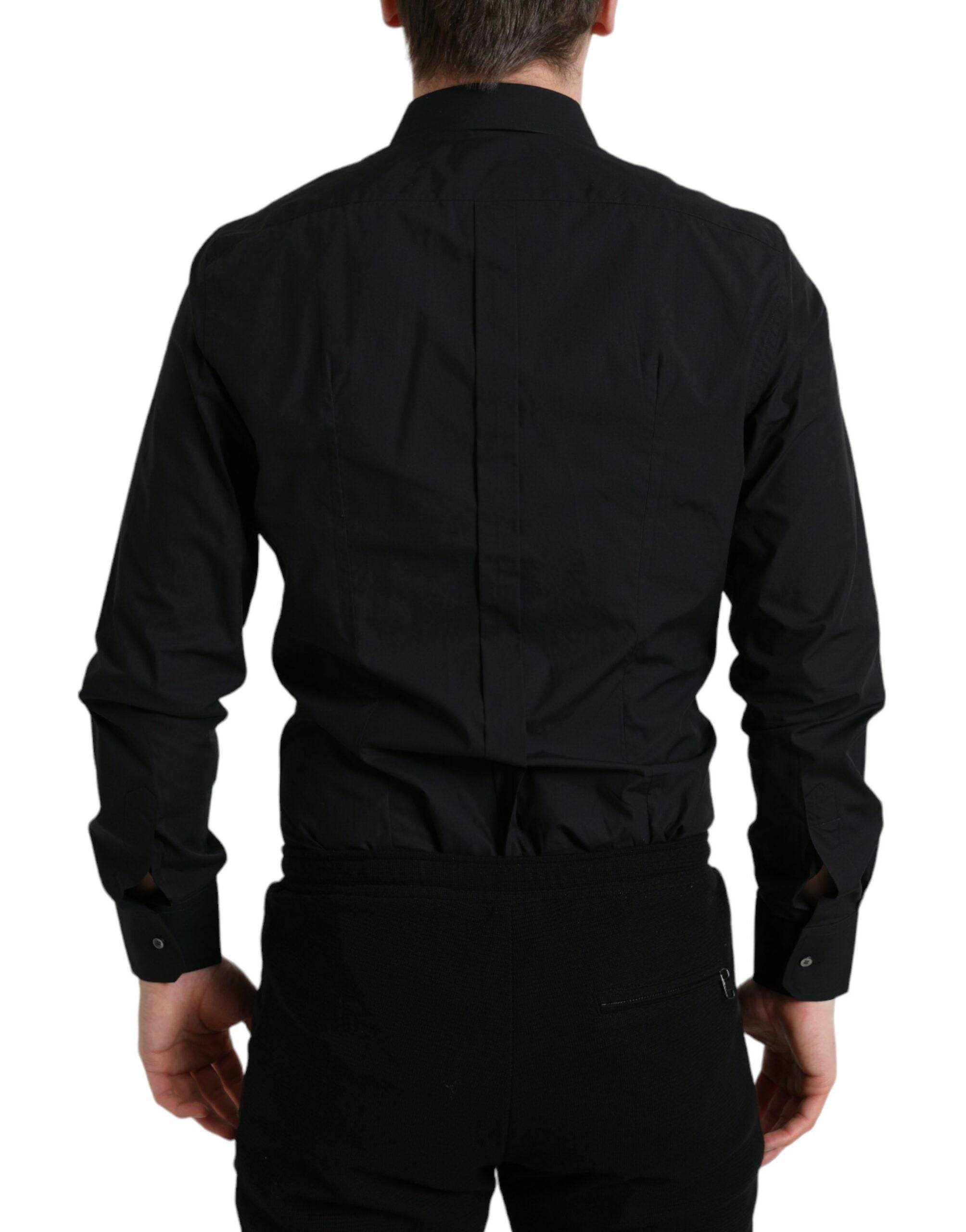 Dolce & Gabbana Sleek Black Slim Fit Italian Dress Shirt - ACCEXO