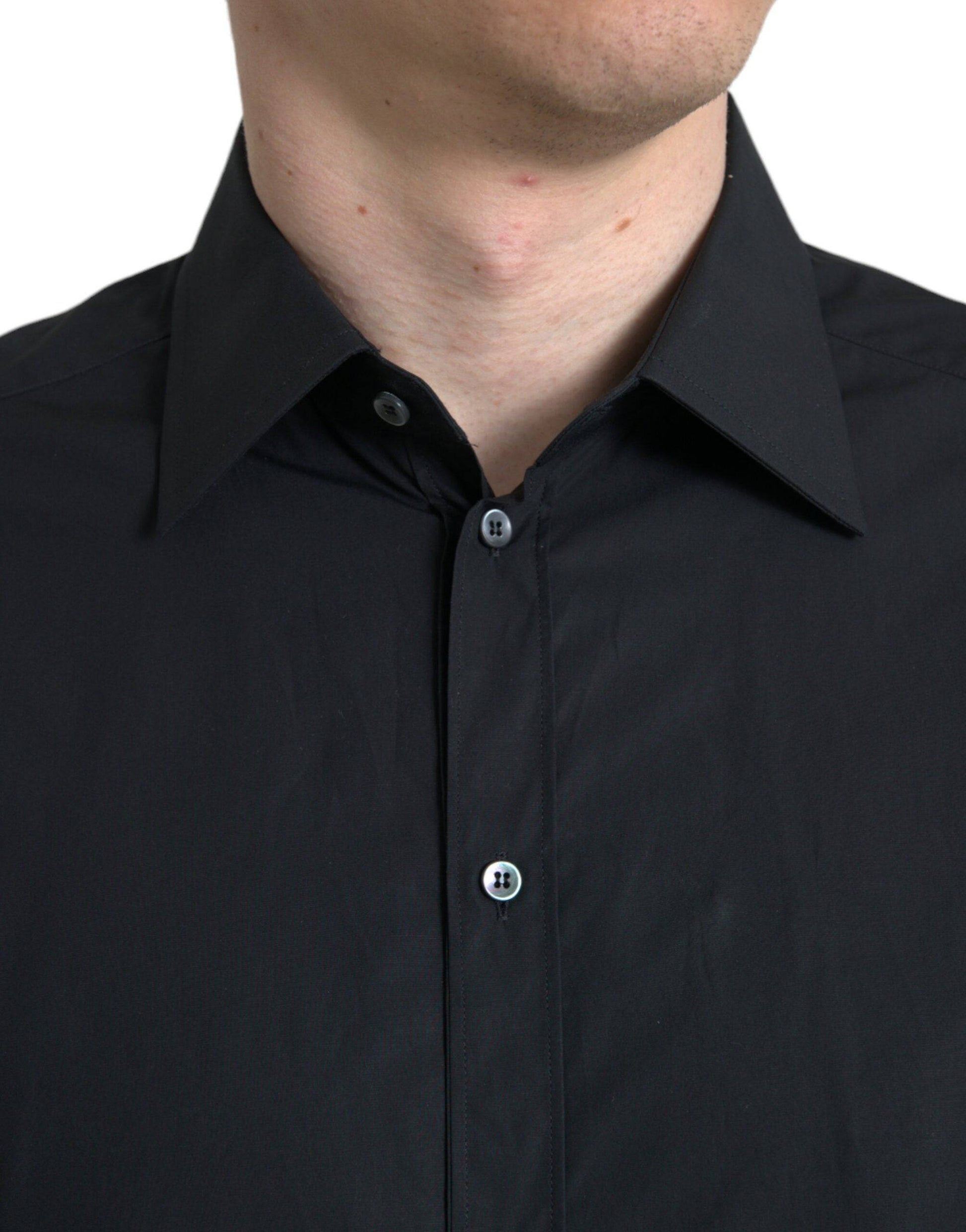 Dolce & Gabbana Sleek Black Slim Fit Italian Dress Shirt - ACCEXO