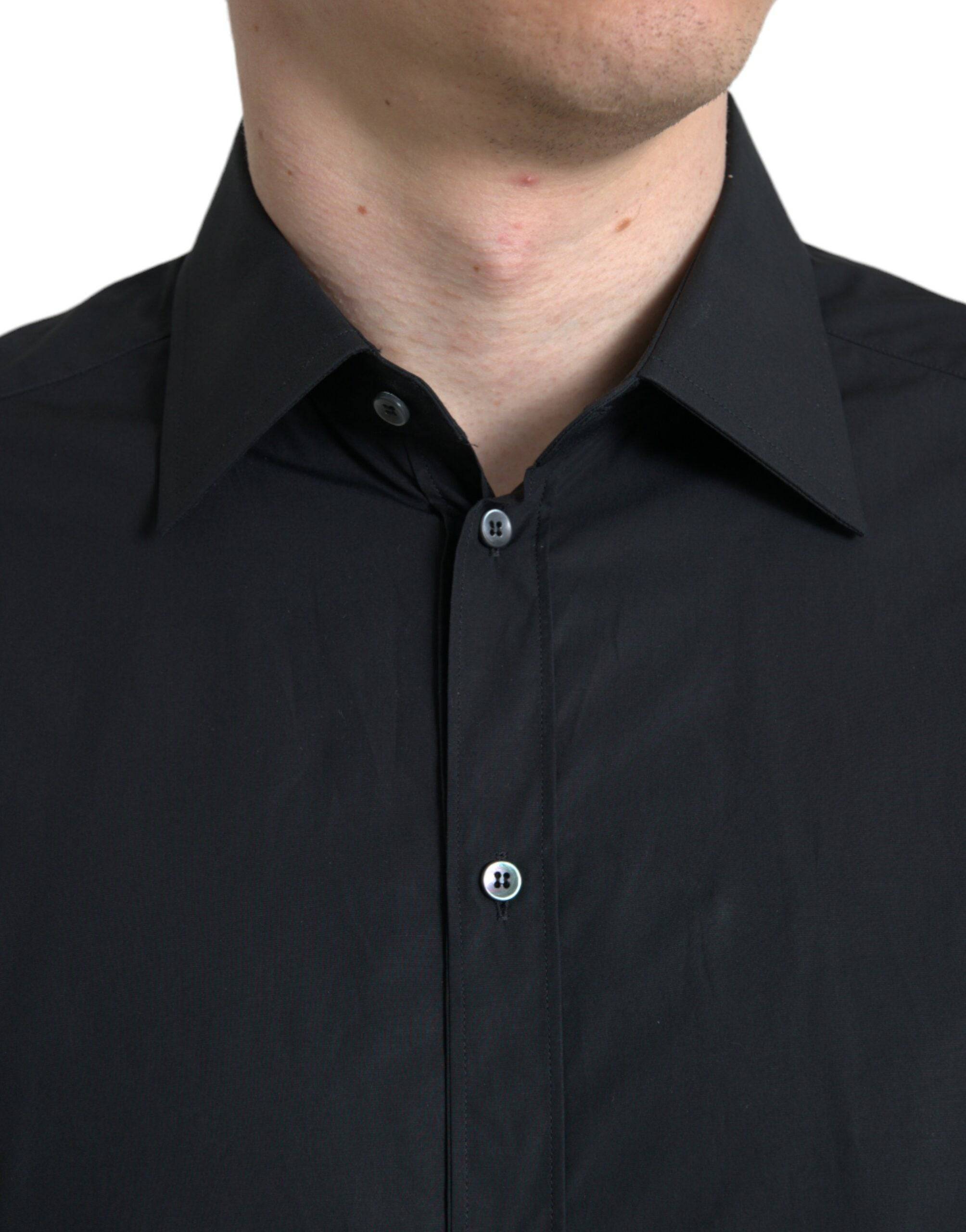 Dolce & Gabbana Sleek Black Slim Fit Italian Dress Shirt - ACCEXO