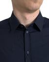 Dolce & Gabbana Elegant Navy Jacquard Dress Shirt