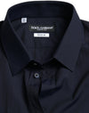 Dolce & Gabbana Elegant Navy Jacquard Dress Shirt