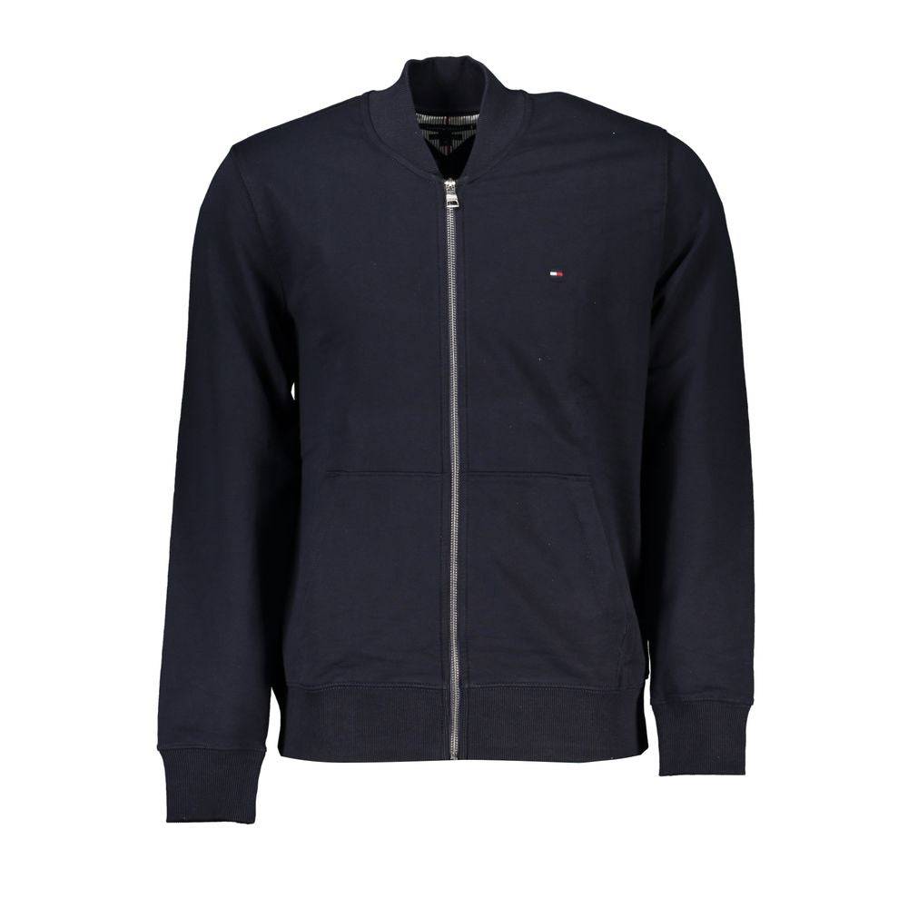 Tommy Hilfiger Sleek Blue Zip Sweatshirt with Embroidery Detail - ACCEXO