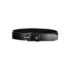 Tommy Hilfiger Chic Black Leather Belt with Metal Buckle