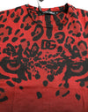 Dolce & Gabbana Red Leopard Print Crew Neck Tee