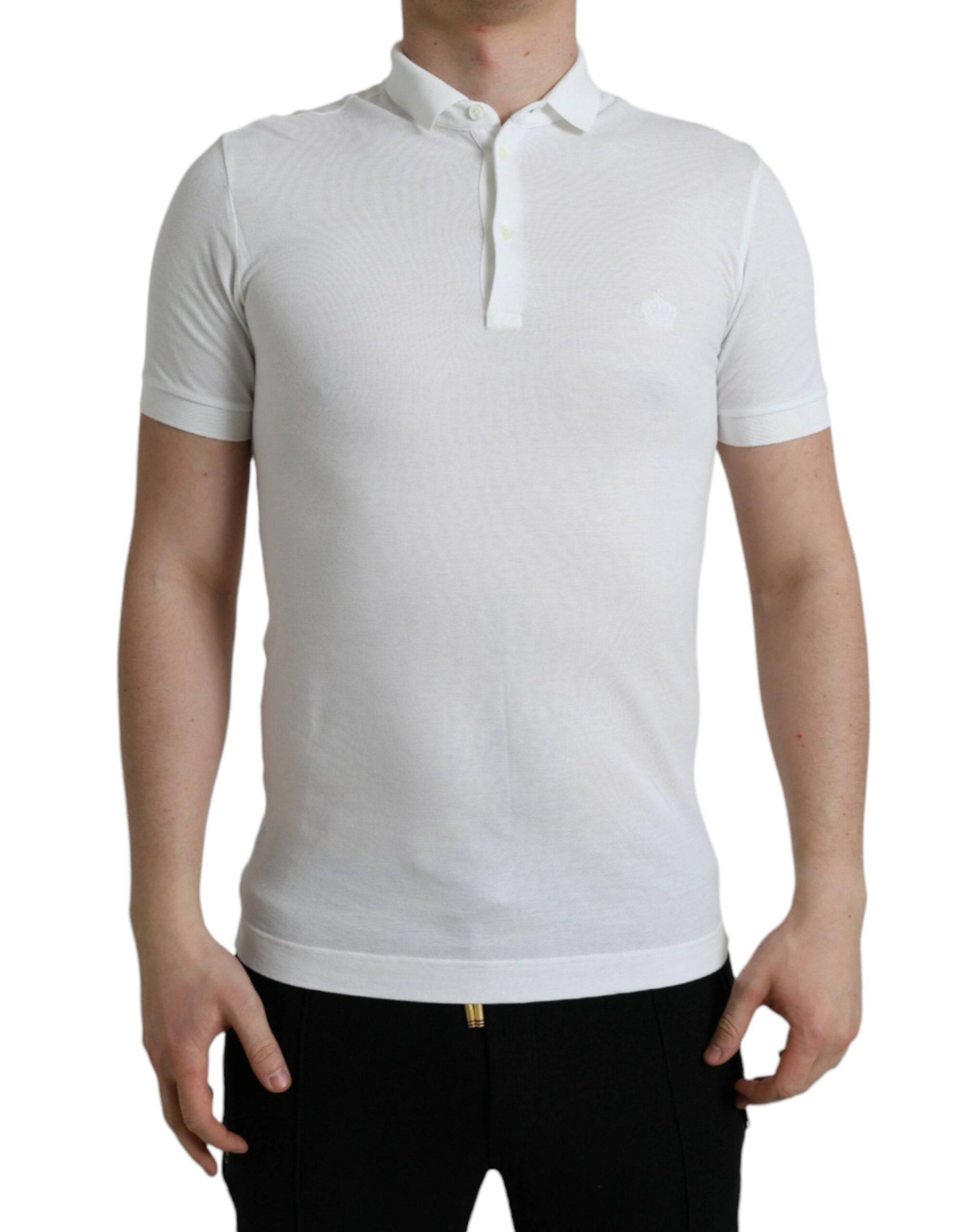 Dolce & Gabbana Crown Embroidered White Cotton Polo - ACCEXO