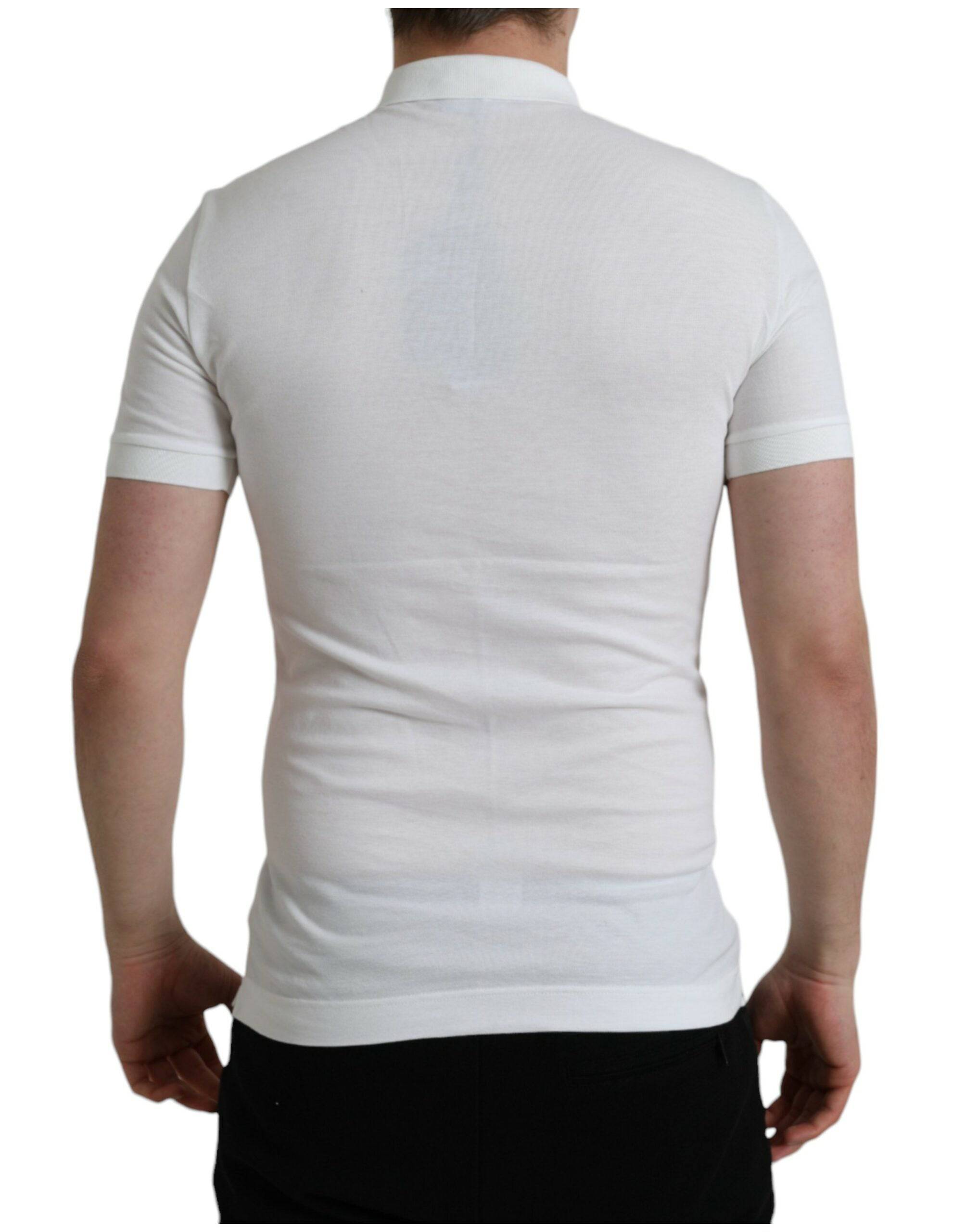 Dolce & Gabbana Crown Embroidered White Cotton Polo - ACCEXO