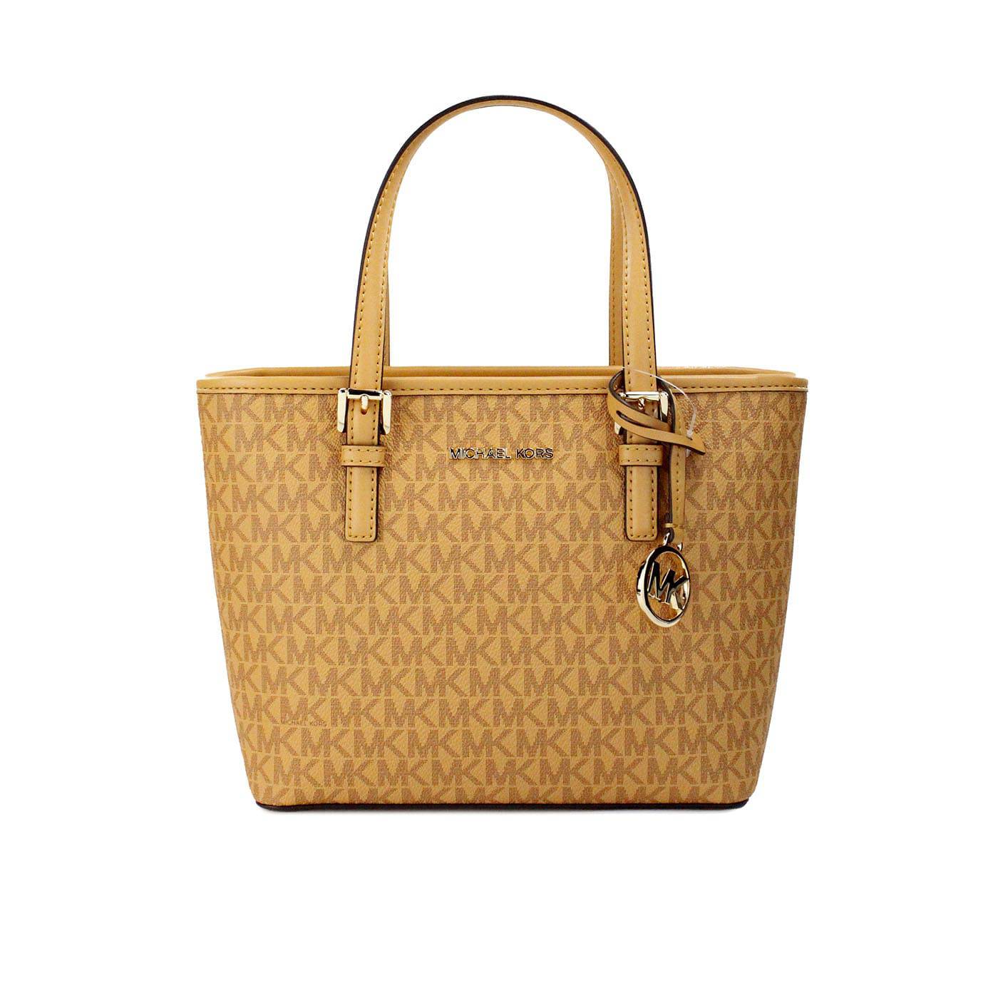 Michael Kors Jet Set Cider PVC Leather XS Carryall Top Zip Tote Bag Purse - ACCEXO