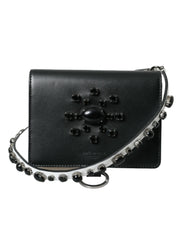 Dolce & Gabbana Elegant Crystal-Embellished Leather Card Holder - ACCEXO