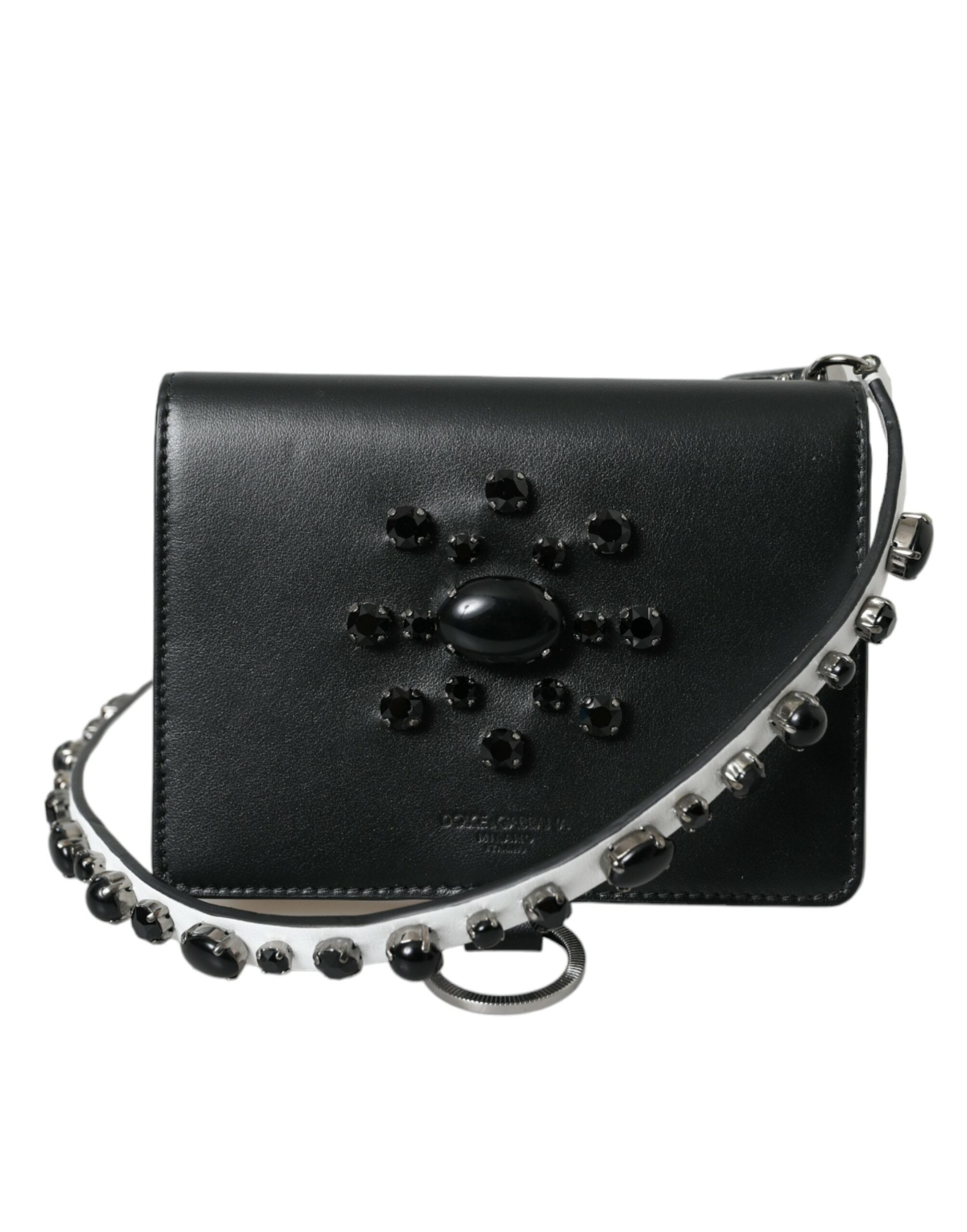 Dolce & Gabbana Elegant Crystal-Embellished Leather Card Holder - ACCEXO