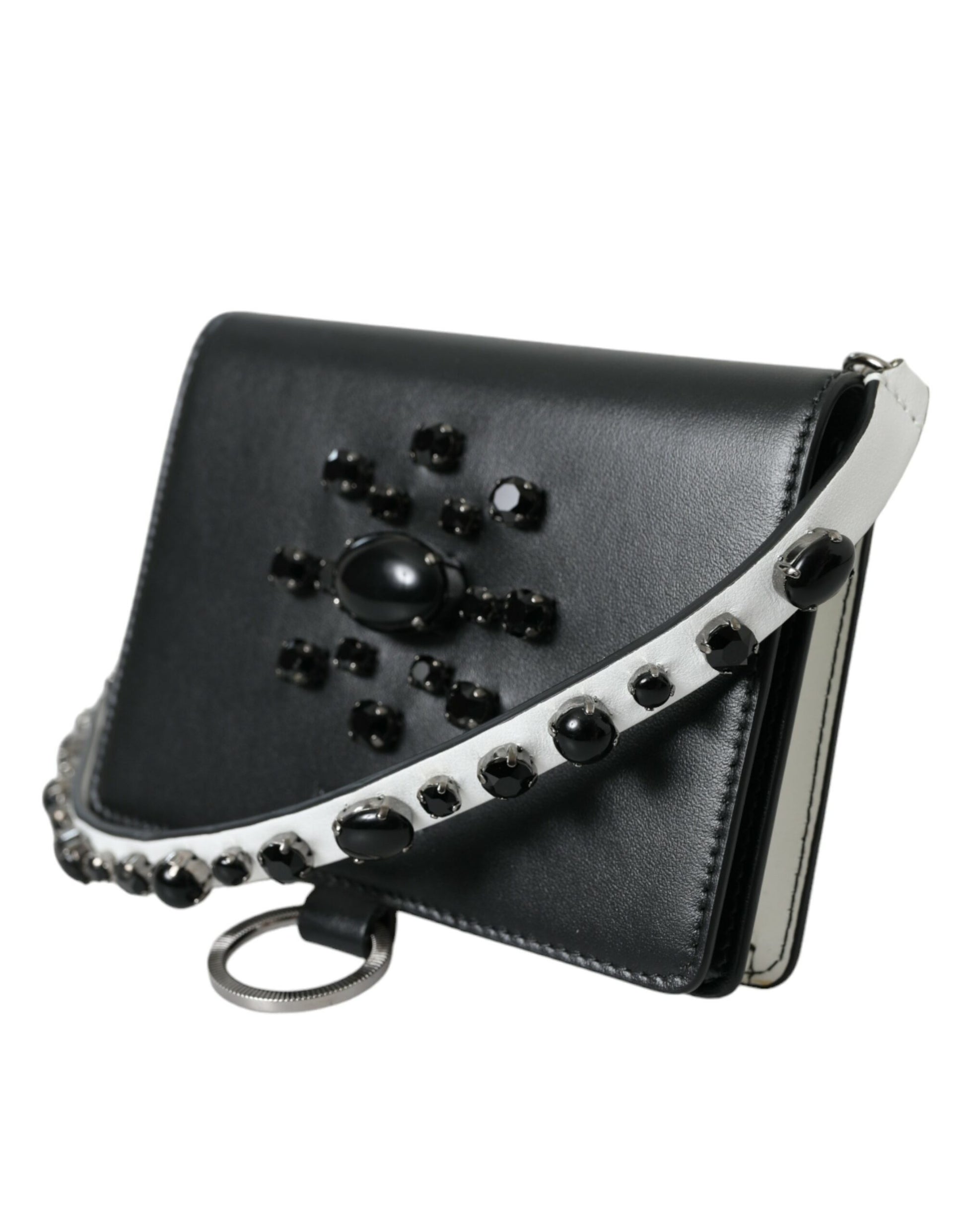 Dolce & Gabbana Elegant Crystal-Embellished Leather Card Holder - ACCEXO