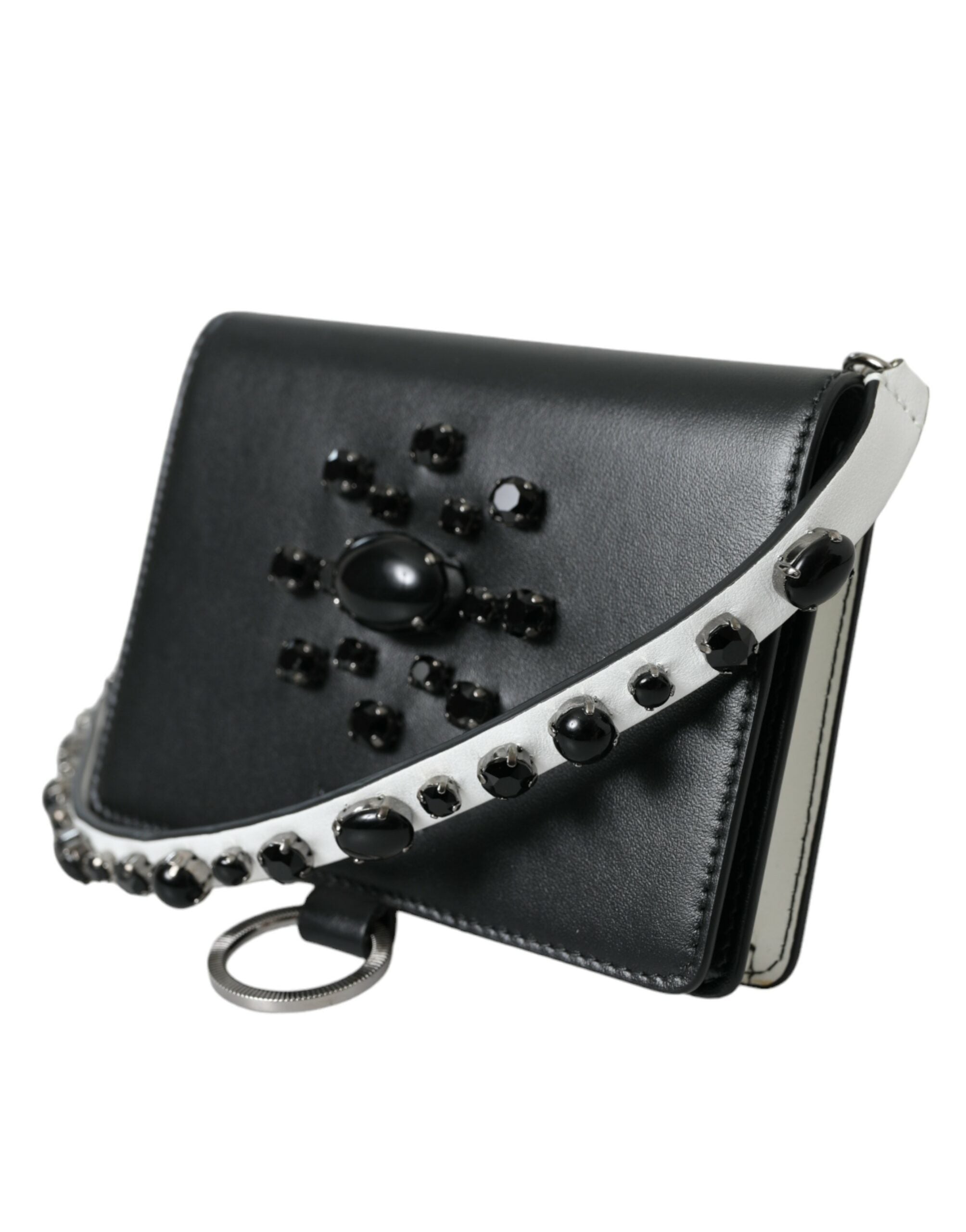 Dolce & Gabbana Elegant Crystal-Embellished Leather Card Holder - ACCEXO