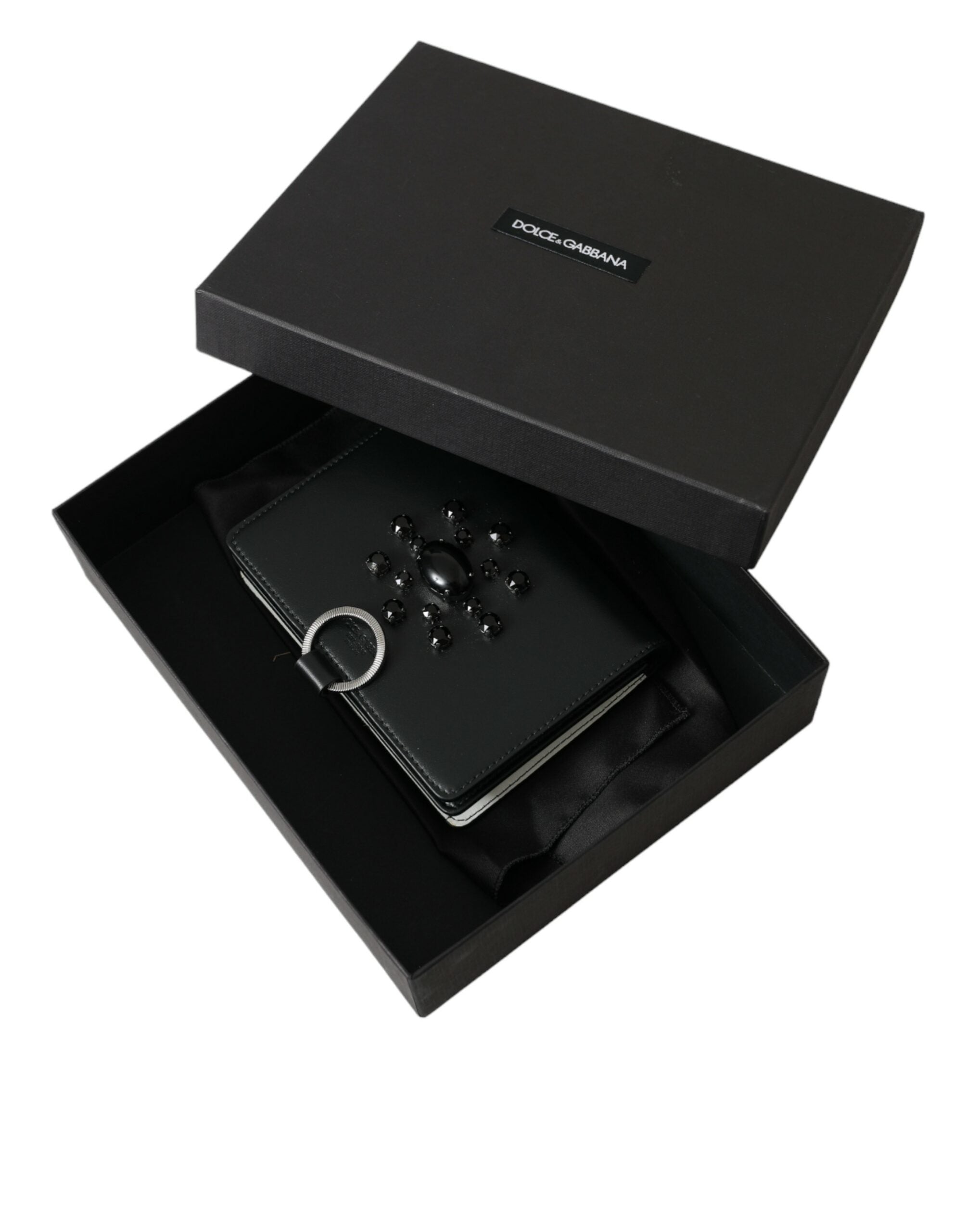 Dolce & Gabbana Elegant Crystal-Embellished Leather Card Holder - ACCEXO