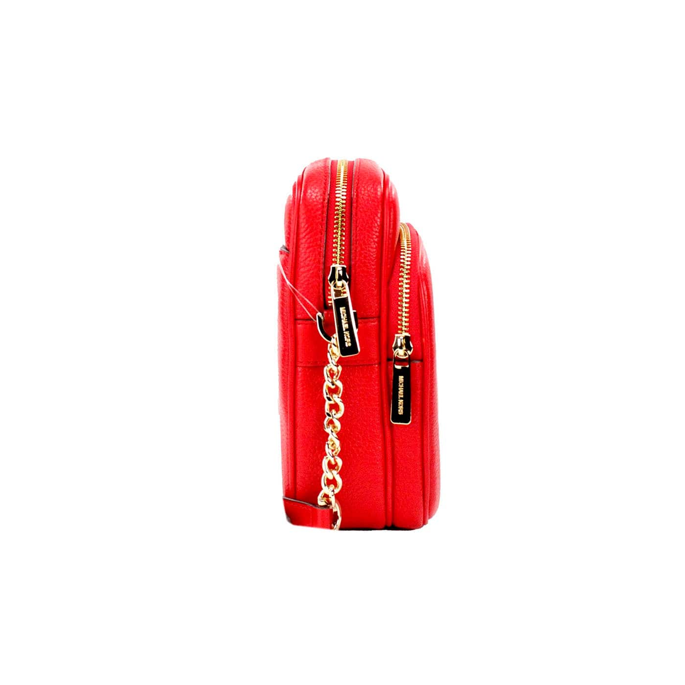 Michael Kors Jet Set Bright Red Pebbled Leather North South Chain Crossbody Bag - ACCEXO