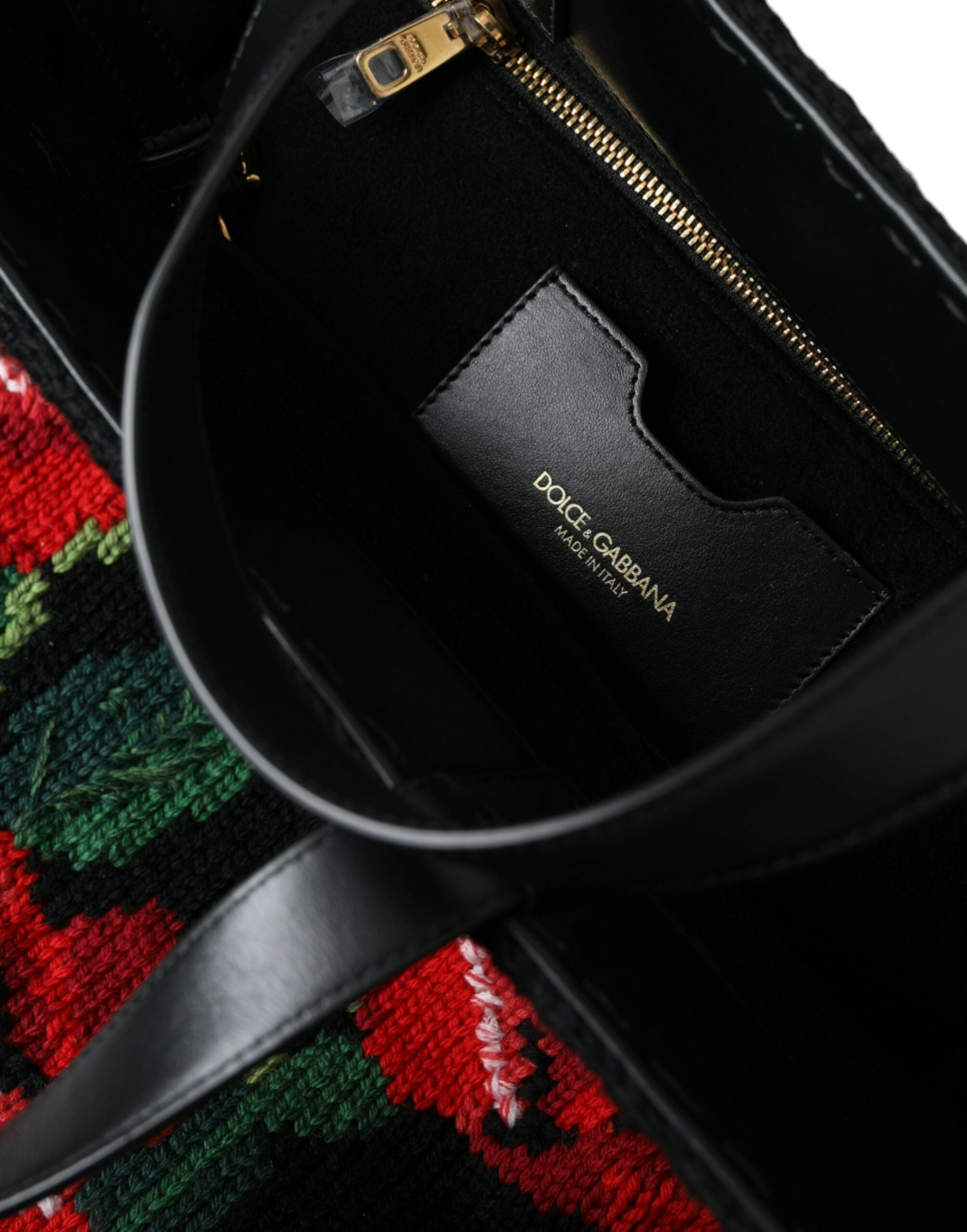 Dolce & Gabbana Chic Embroidered Floral Black Tote - ACCEXO