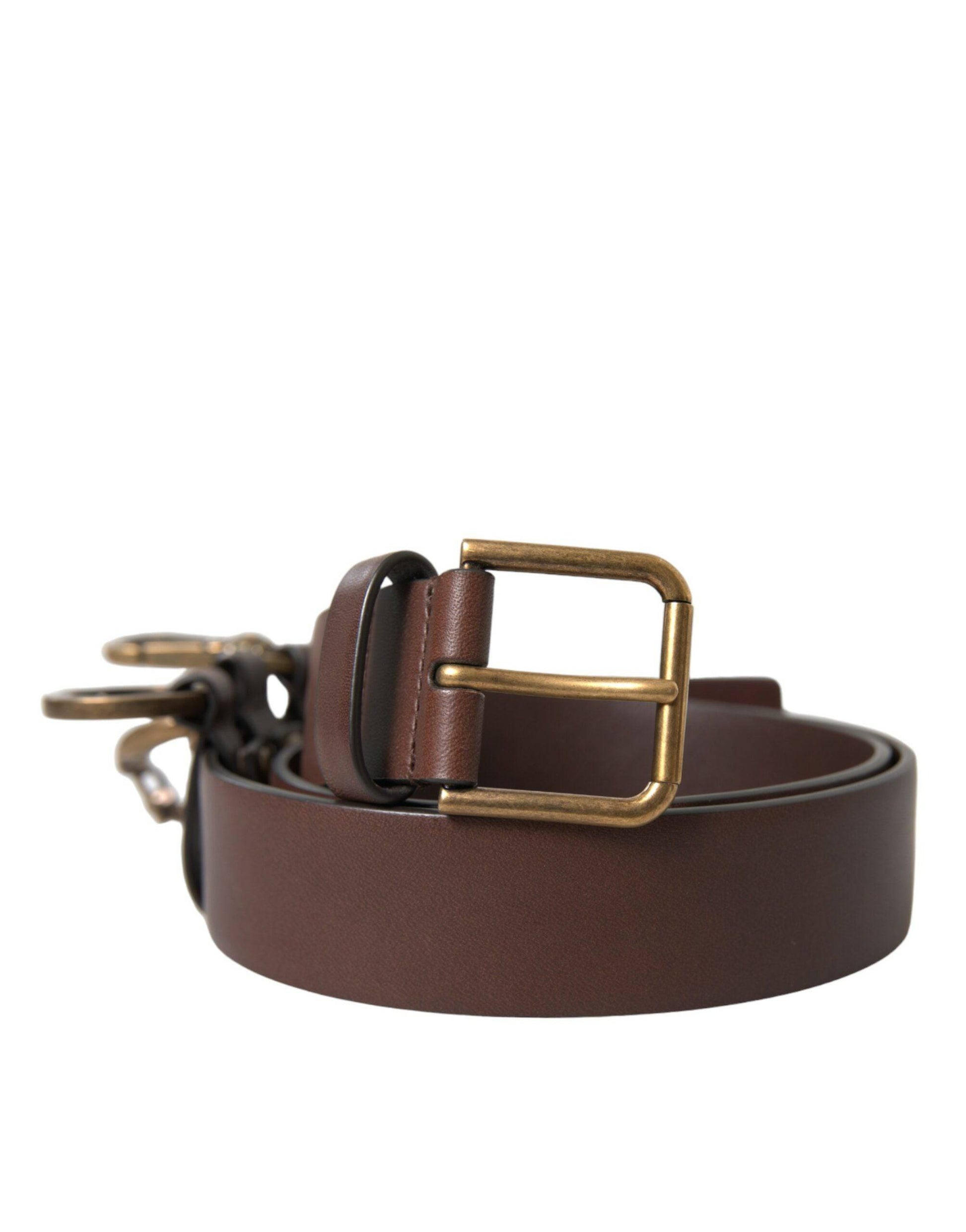 Dolce & Gabbana Elegant Brown Calf Leather Belt - Timeless Accessory - ACCEXO