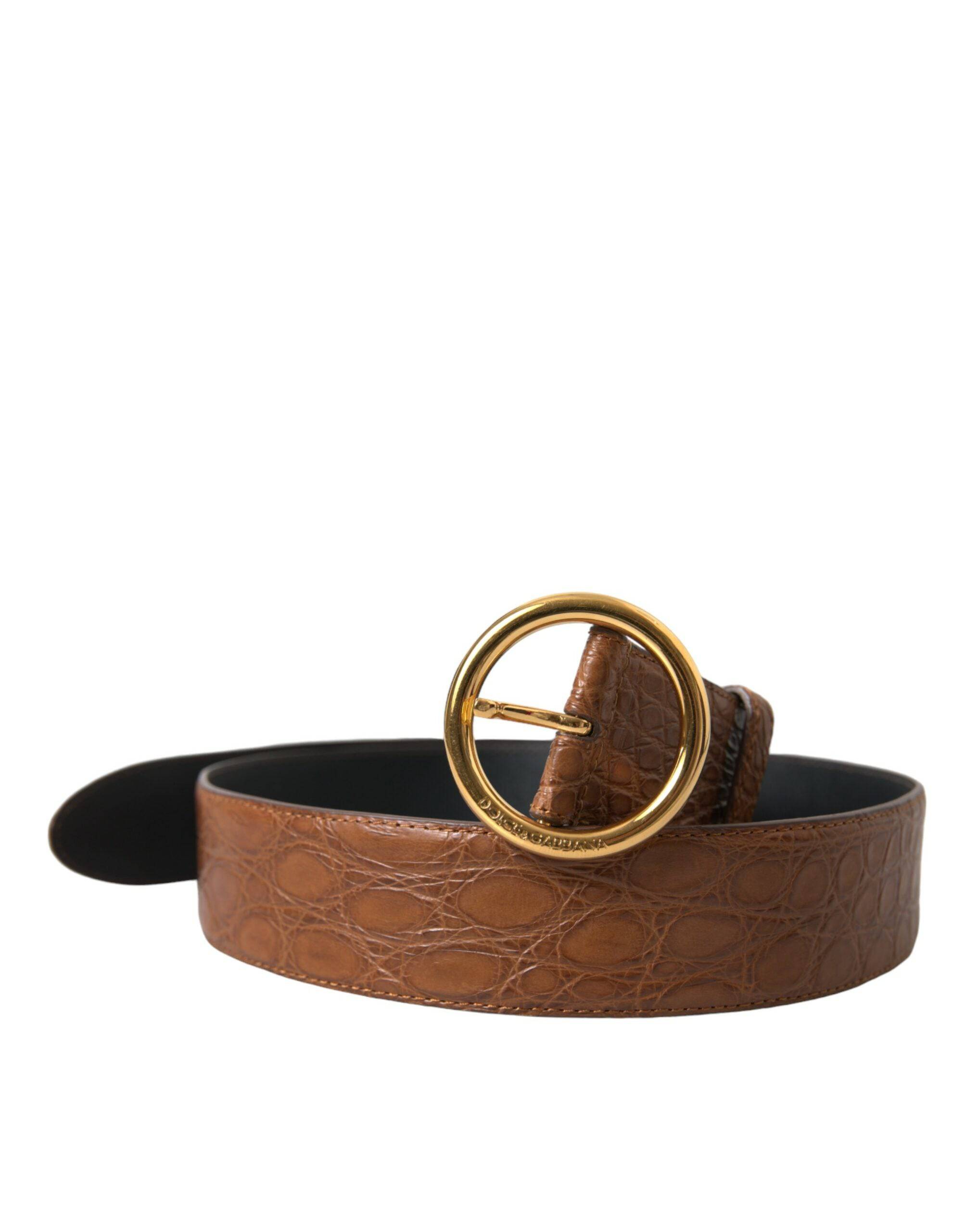 Dolce & Gabbana Elegant Exotic Leather Belt - Rich Brown - ACCEXO