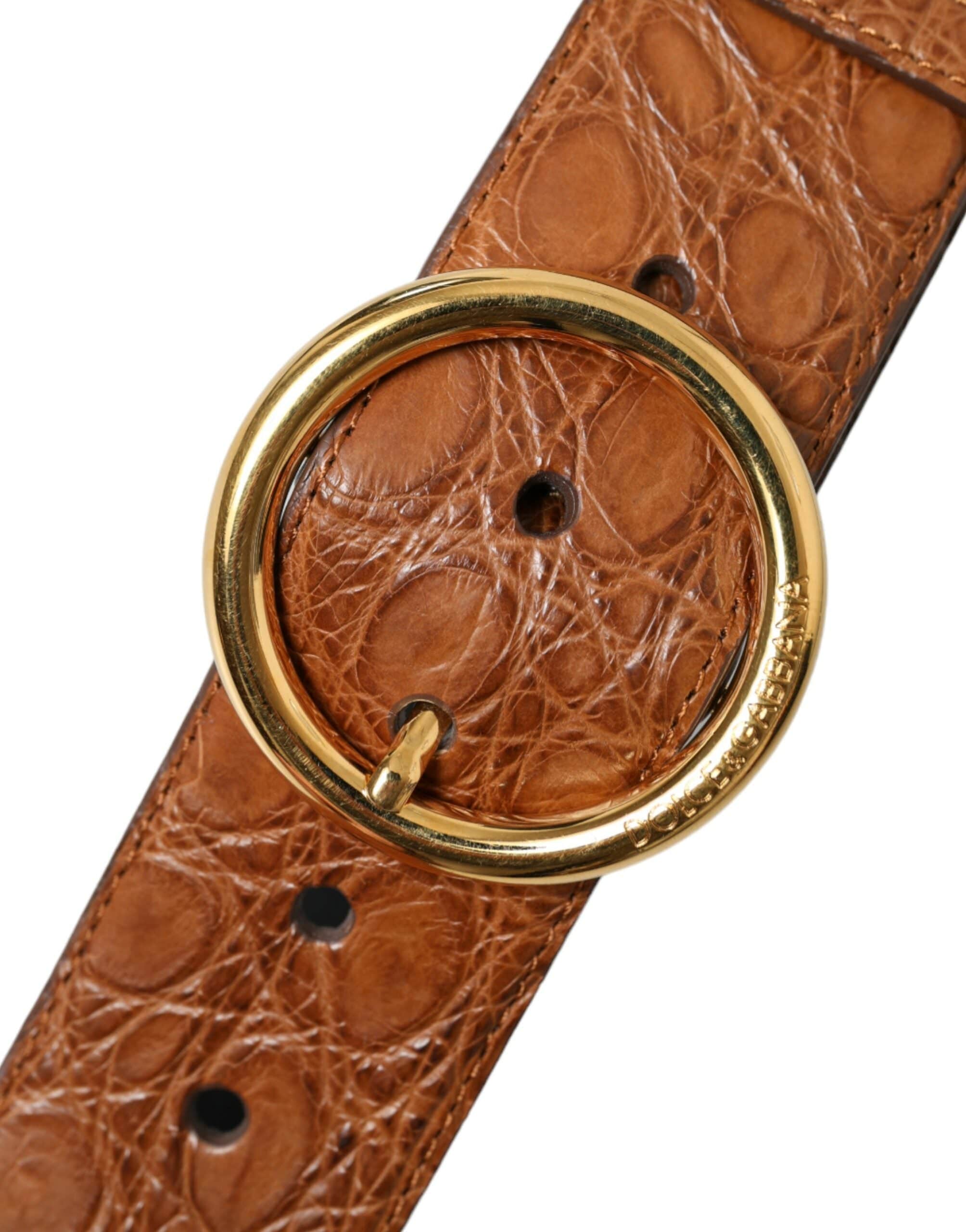 Dolce & Gabbana Elegant Exotic Leather Belt - Rich Brown - ACCEXO