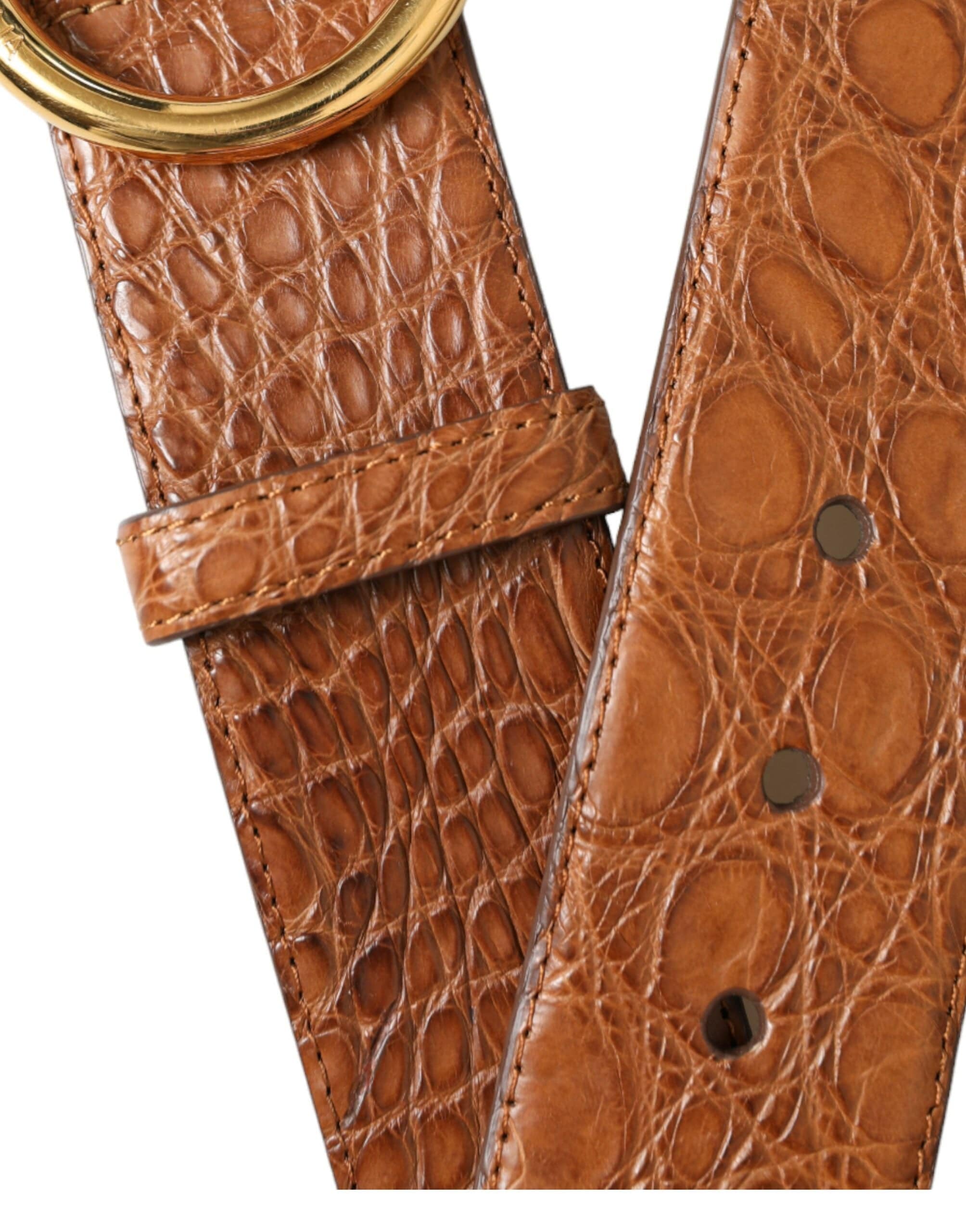 Dolce & Gabbana Elegant Exotic Leather Belt - Rich Brown - ACCEXO