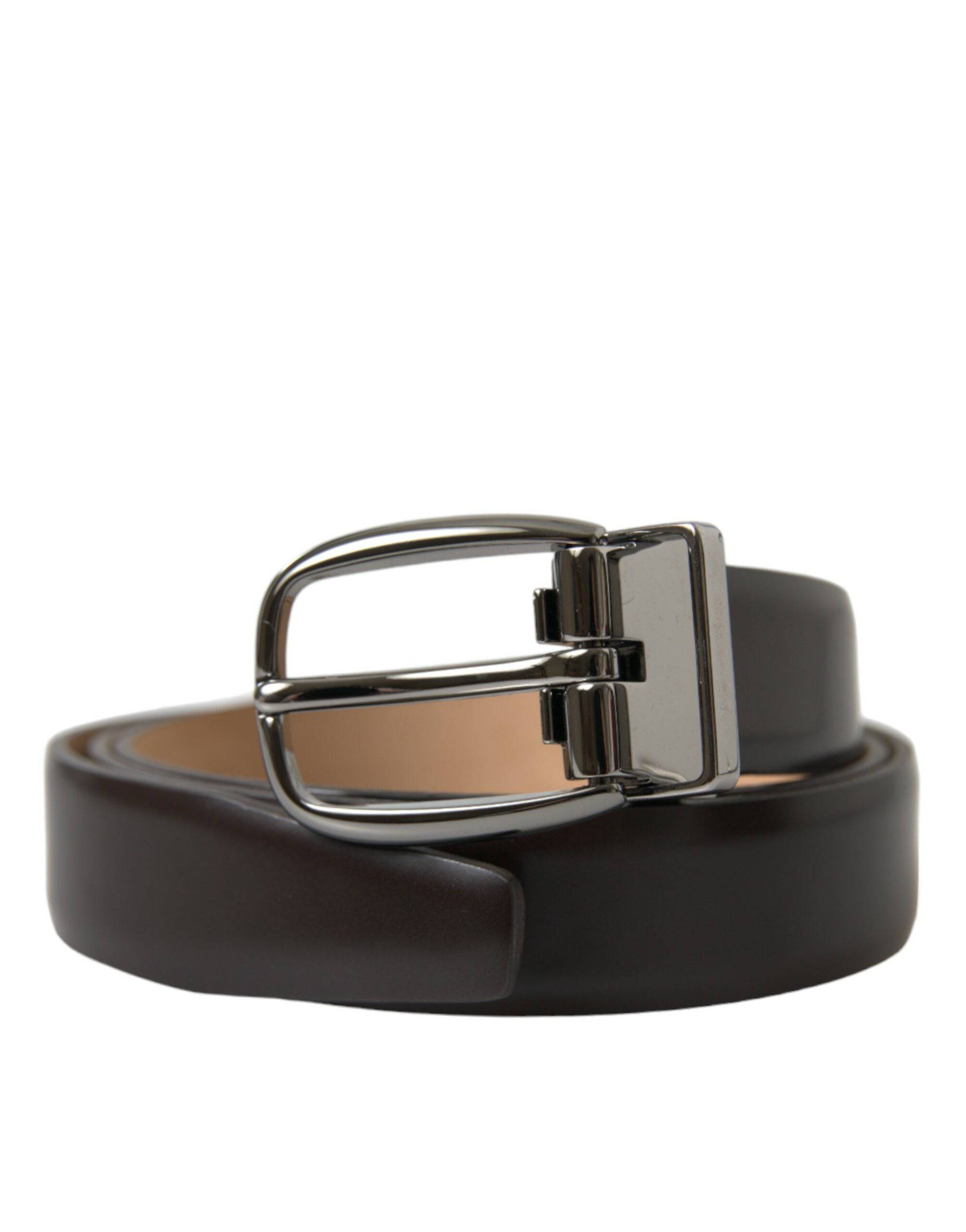 Dolce & Gabbana Elegant Dark Brown Calf Leather Belt - ACCEXO