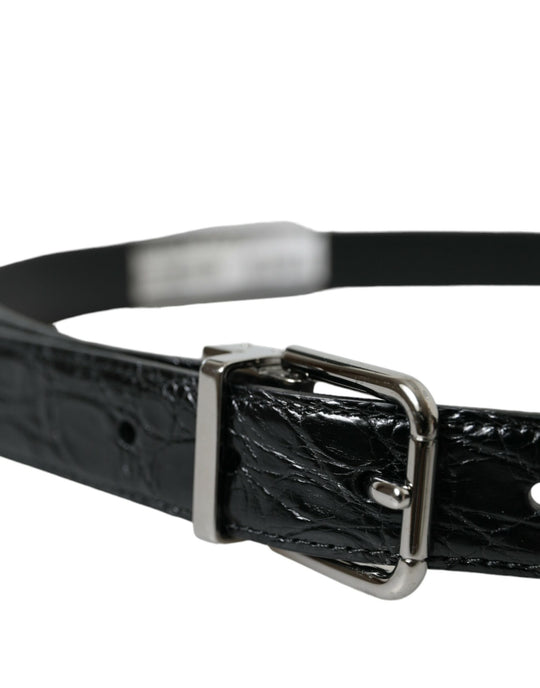 Dolce & Gabbana Elegant Black Leather Belt with Metal Buckle