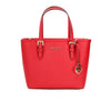 Michael Kors Jet Set Bright Red Leather XS Carryall Top Zip Tote Bag Purse