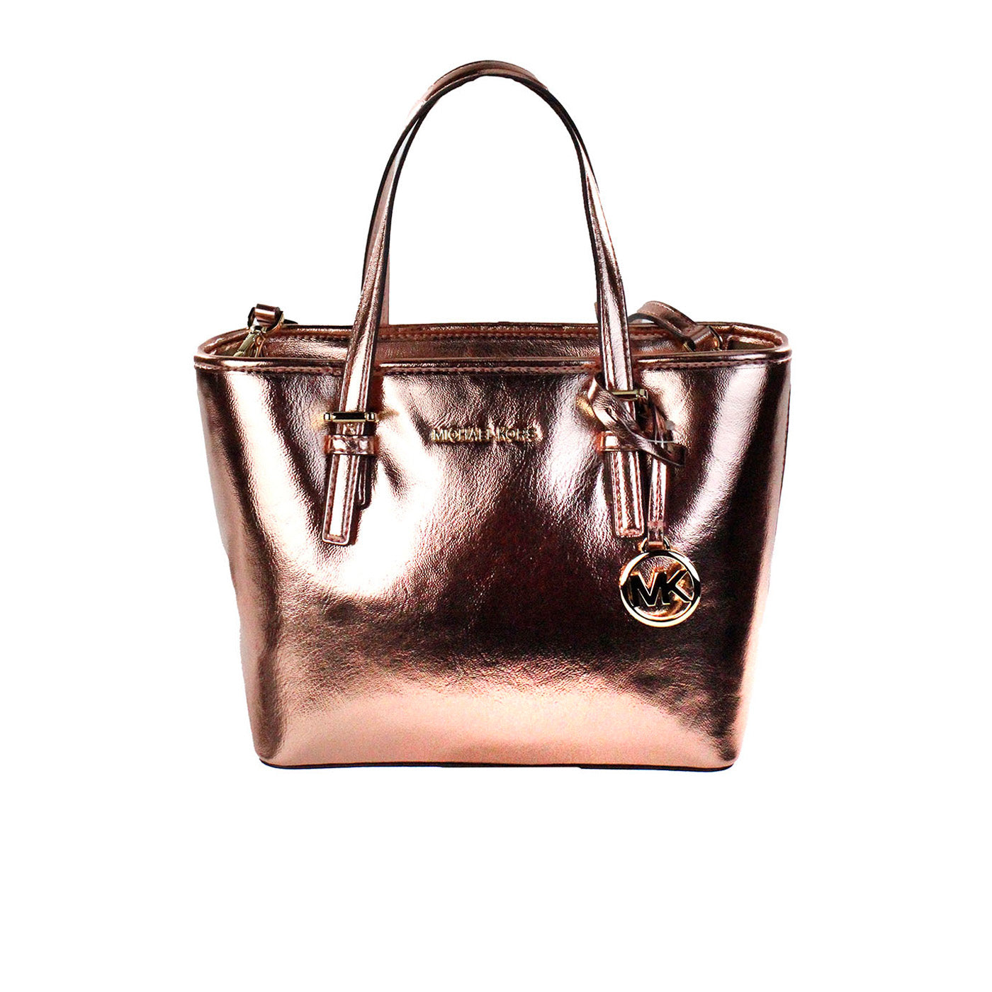Michael Kors Jet Set Primrose Metallic XS Carryall Top Zip Tote Bag Purse - ACCEXO