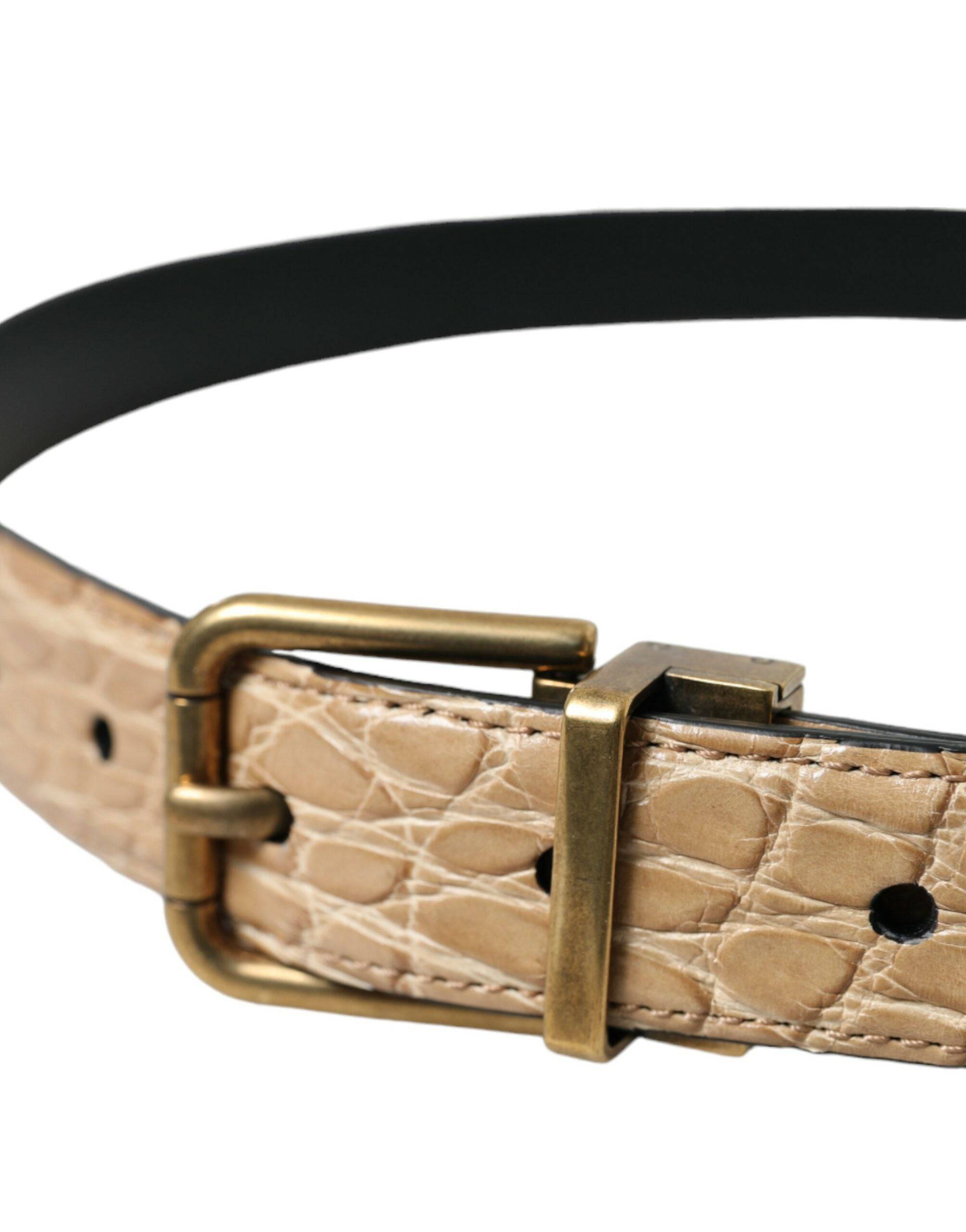 Dolce & Gabbana Elegant Beige Leather Belt - ACCEXO