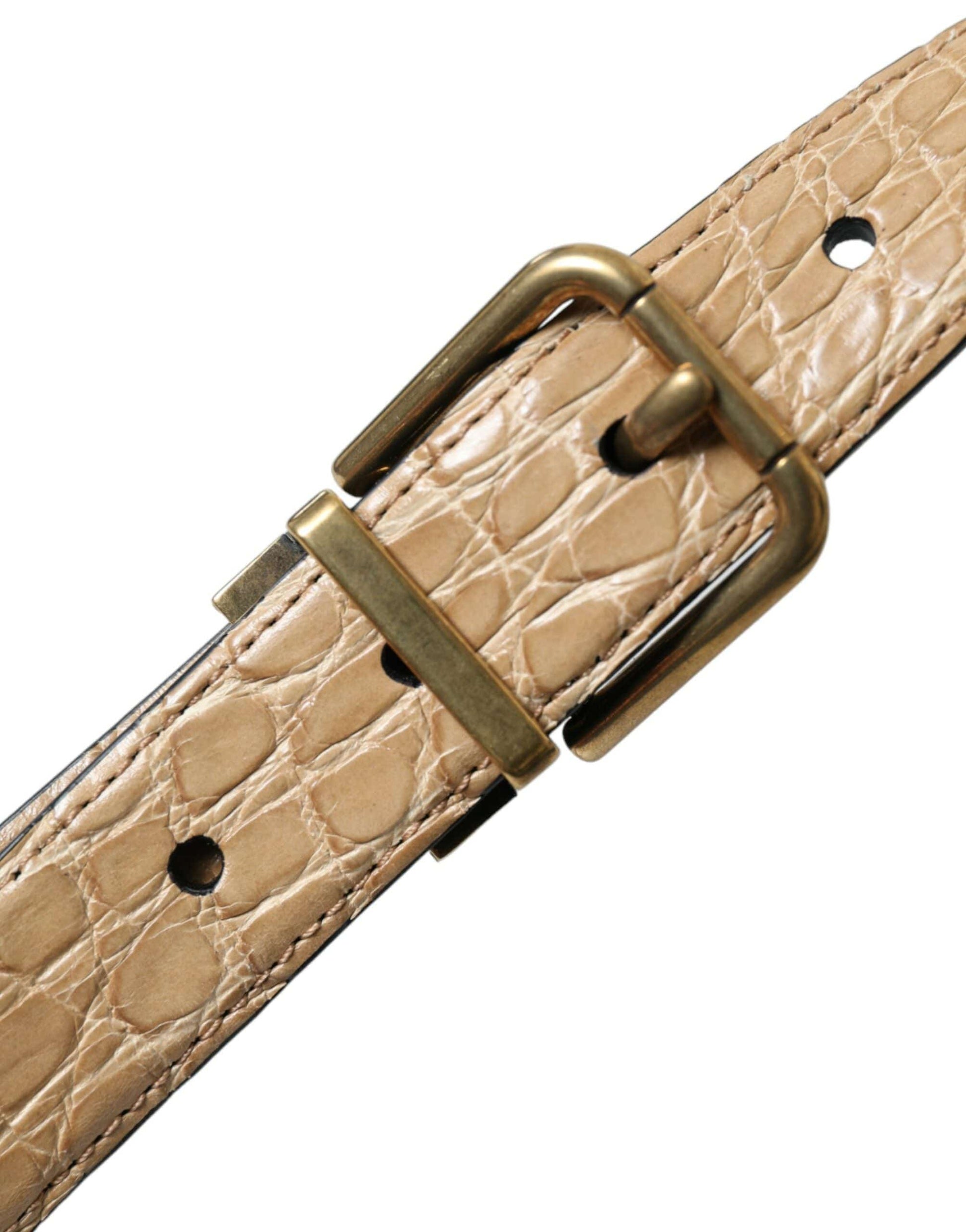 Dolce & Gabbana Elegant Beige Leather Belt - ACCEXO
