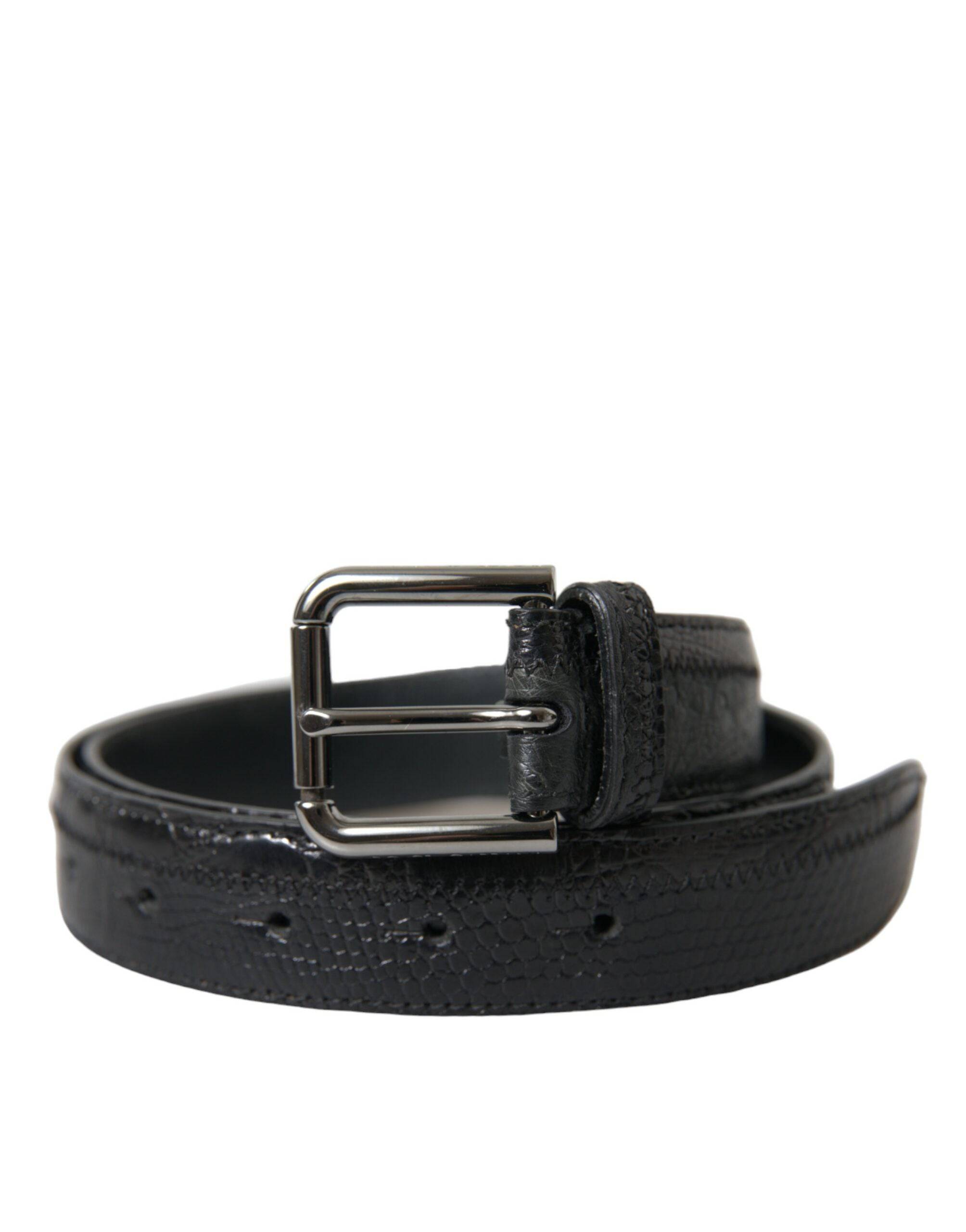 Dolce & Gabbana Elegant Black Leather Belt with Metal Buckle - ACCEXO