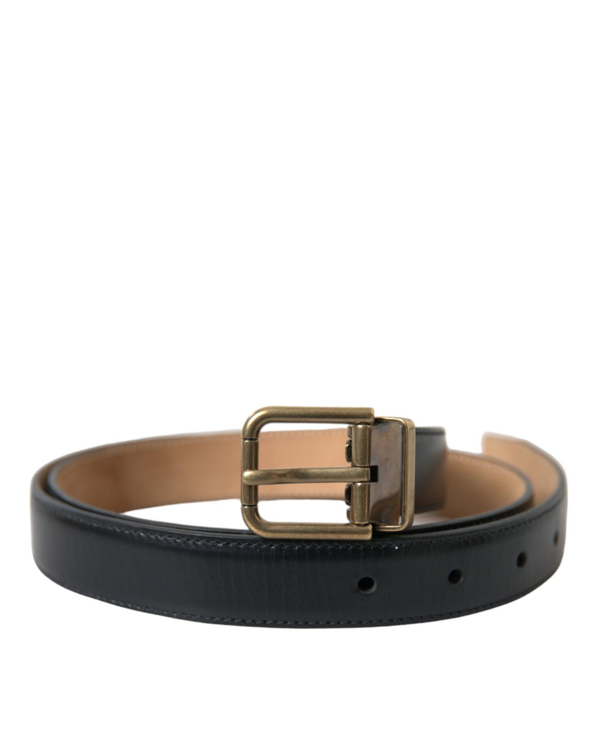 Dolce & Gabbana Elegant Black Calf Leather Belt - ACCEXO