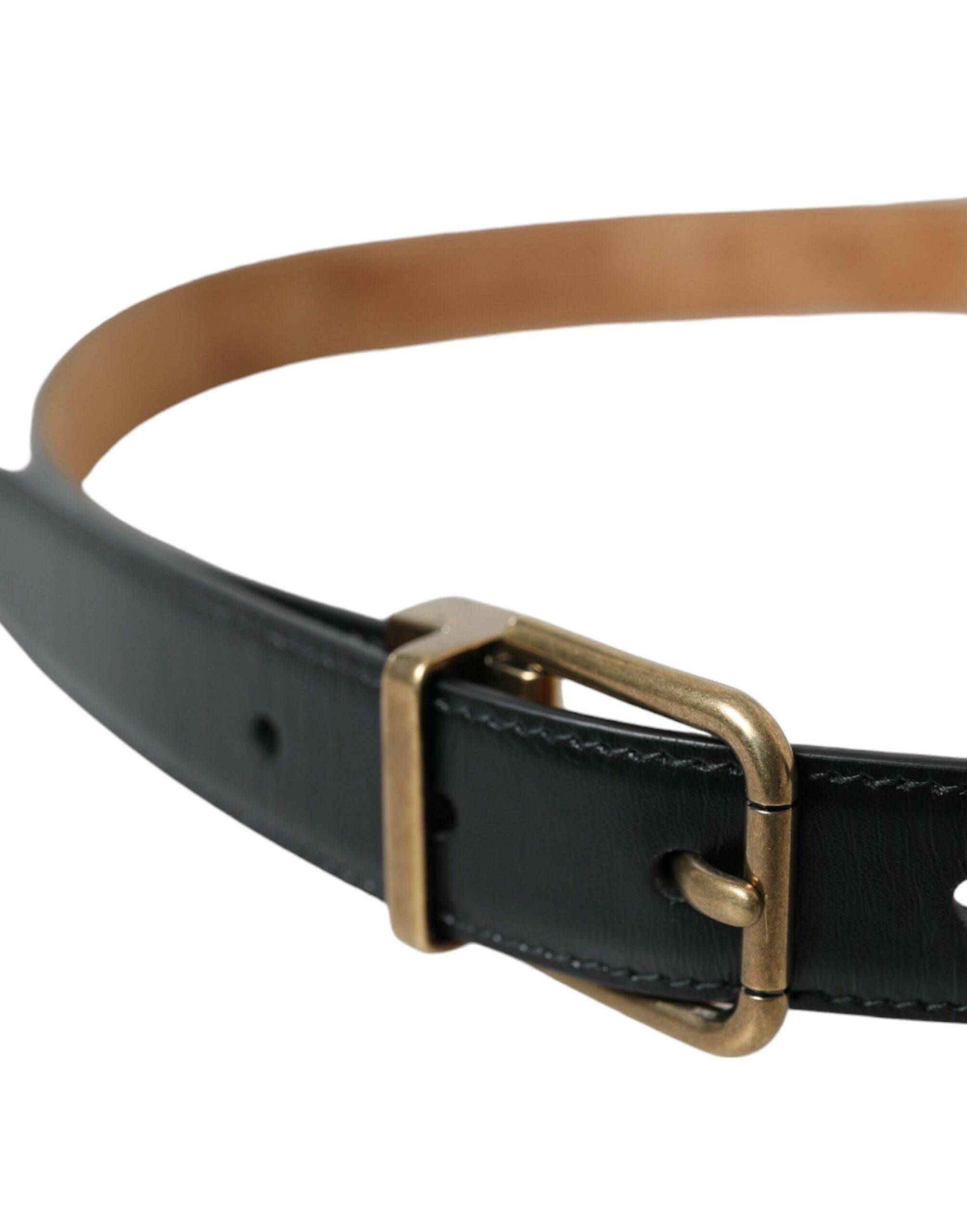 Dolce & Gabbana Elegant Black Calf Leather Belt - ACCEXO