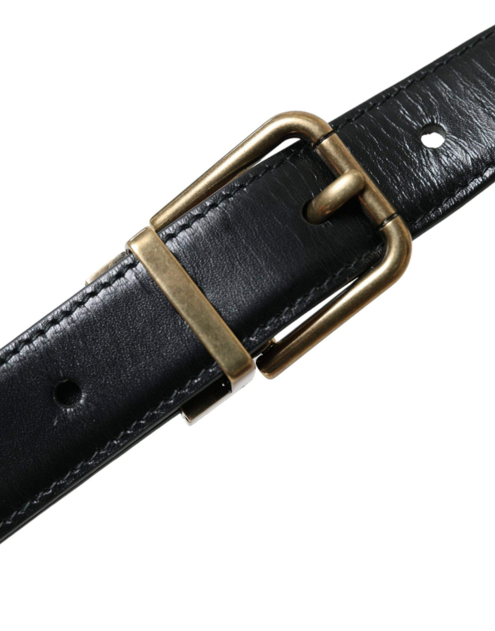 Dolce & Gabbana Elegant Black Calf Leather Belt - ACCEXO