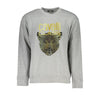 Cavalli Class Elegant Gray Crew Neck Designer Sweatshirt