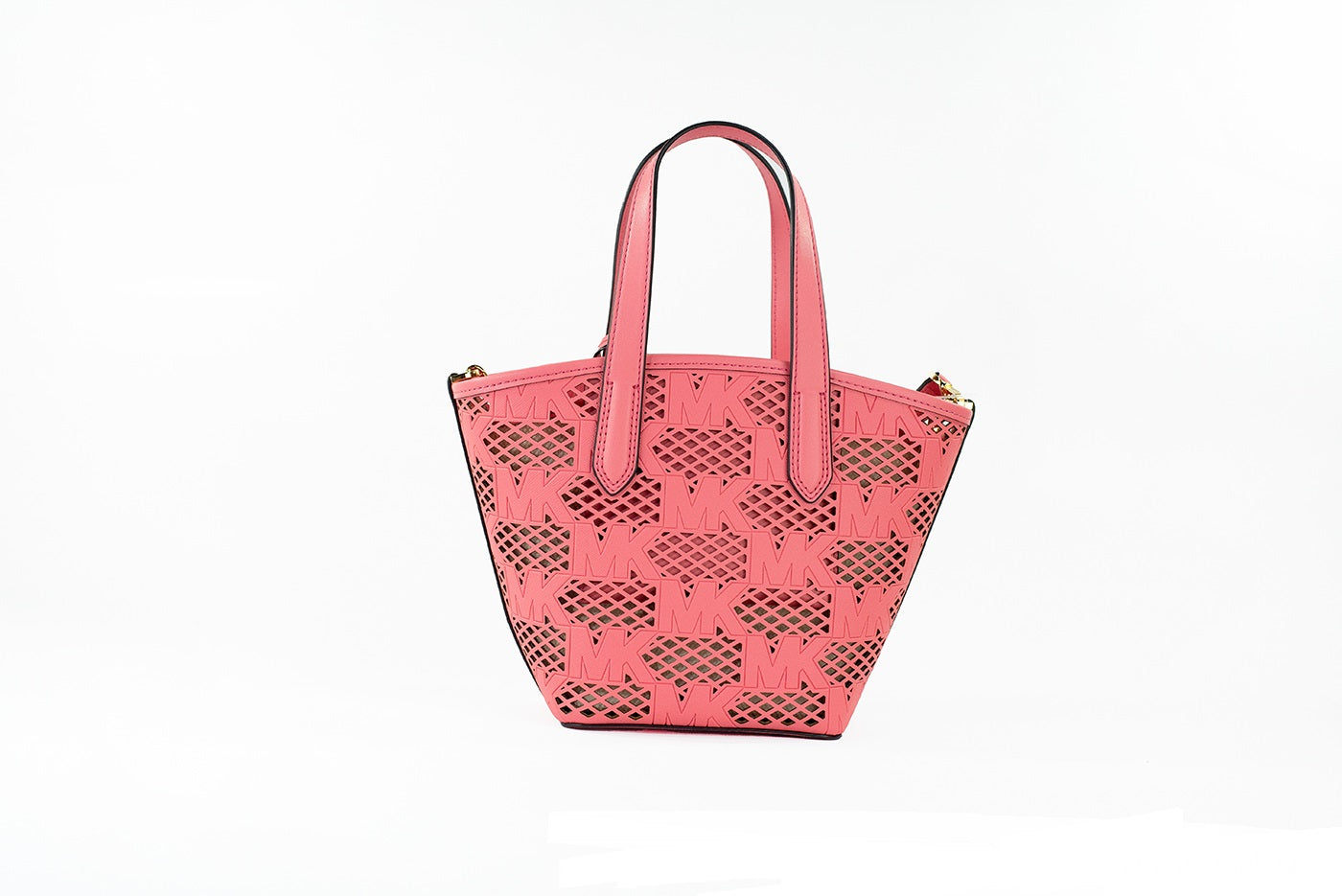 Michael Kors Kimber Small Tea Rose Leather 2-in-1 Zip Tote Messenger Bag Purse - ACCEXO