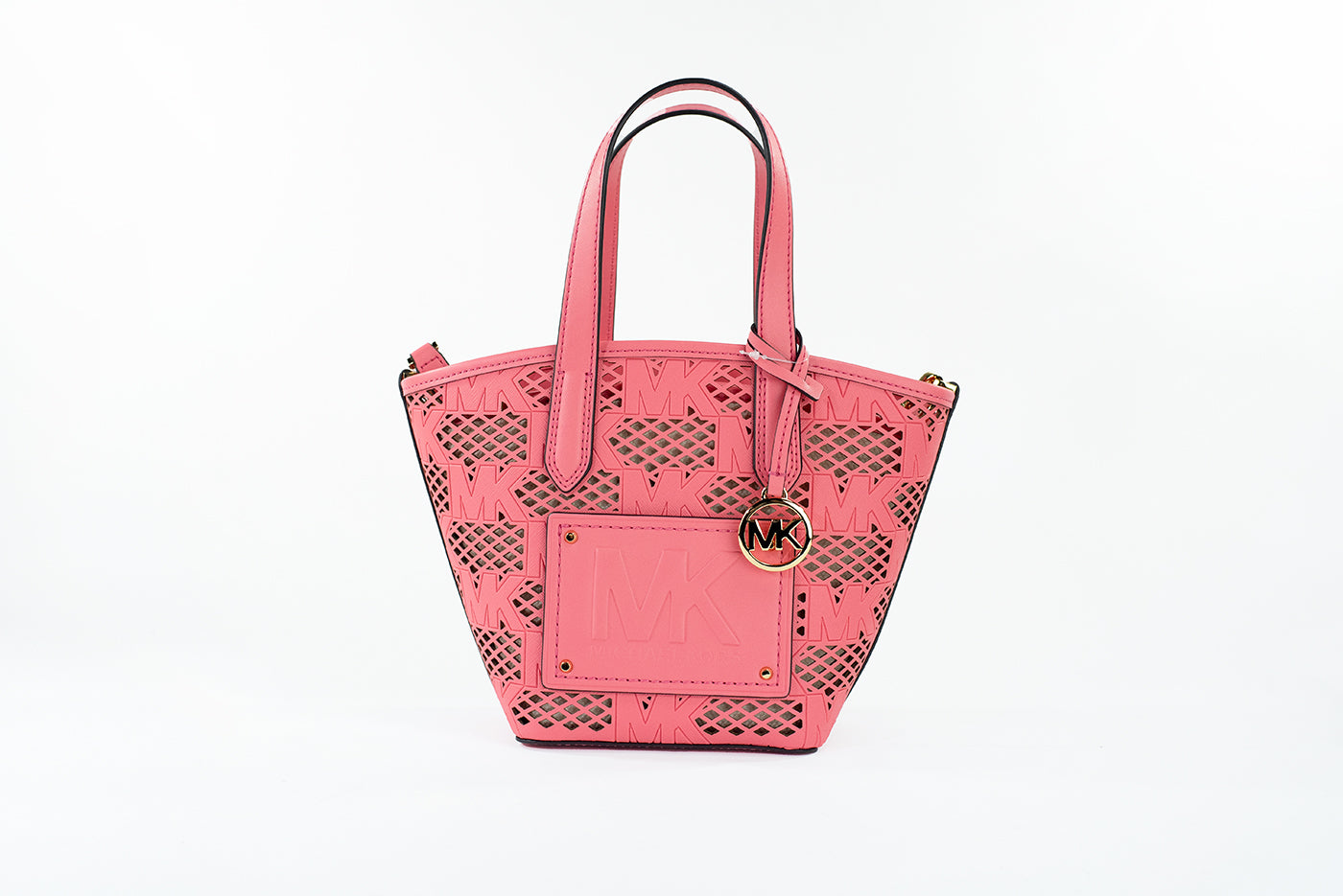 Michael Kors Kimber Small Tea Rose Leather 2-in-1 Zip Tote Messenger Bag Purse - ACCEXO
