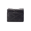 Michael Kors Serena Medium Black Diamond Quilted Faux Leather Flap Shoulder Bag