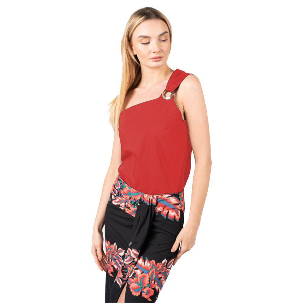 PINKO Chic Asymmetric Cotton Top with Logo Detail - ACCEXO