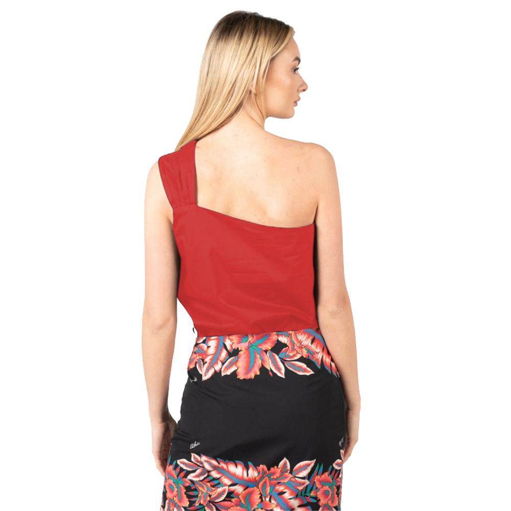 PINKO Chic Asymmetric Cotton Top with Logo Detail - ACCEXO