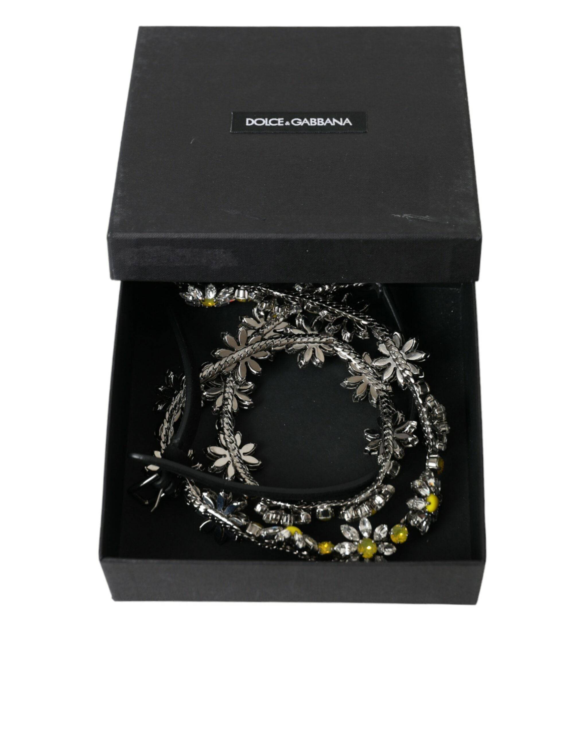 Dolce & Gabbana Elegant Crystal-Embellished Leather Belt - ACCEXO