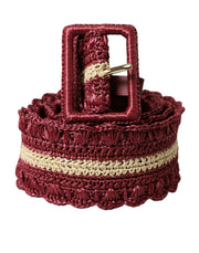 Dolce & Gabbana Maroon Elegance Canvas Waist Belt - ACCEXO