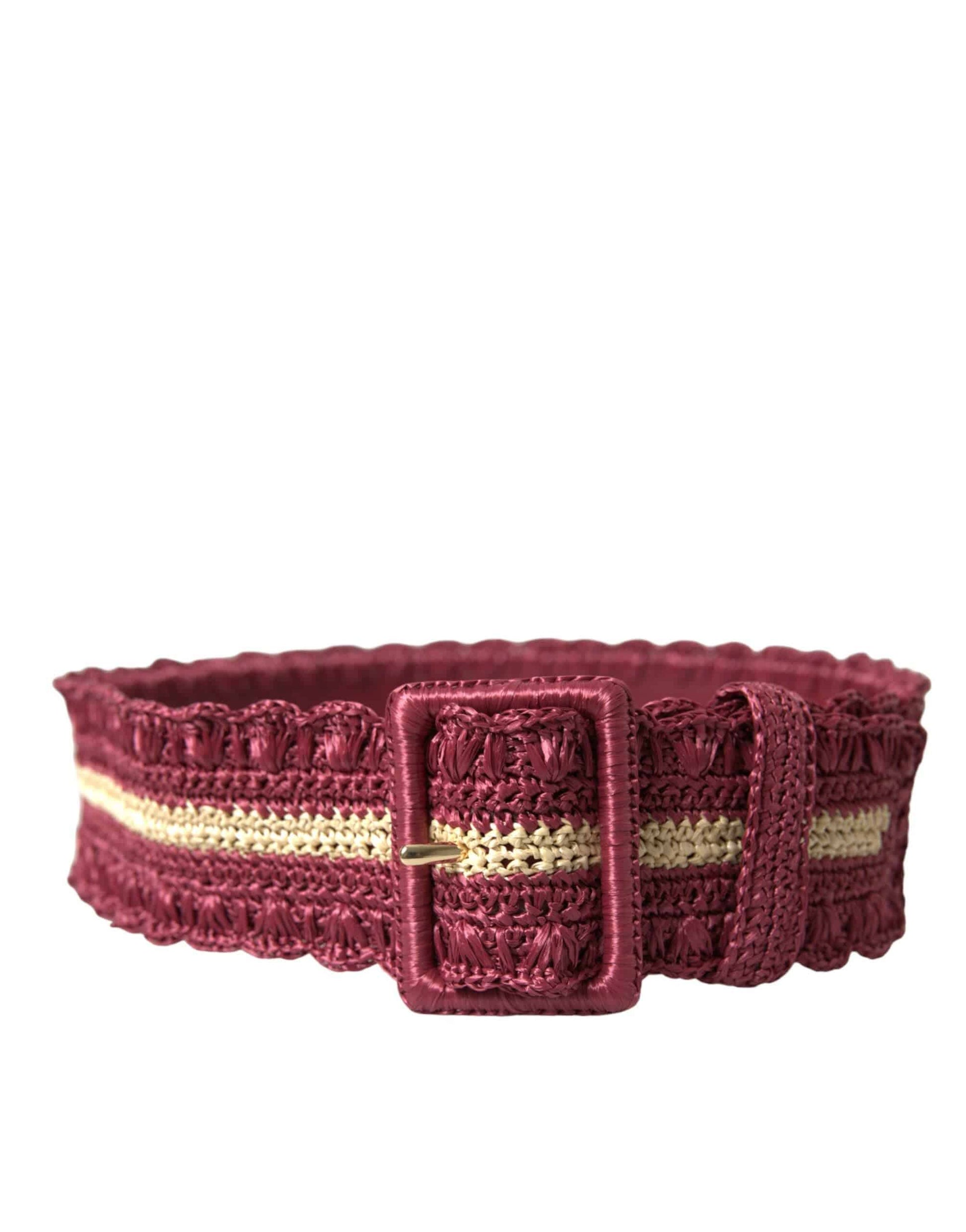 Dolce & Gabbana Maroon Elegance Canvas Waist Belt - ACCEXO