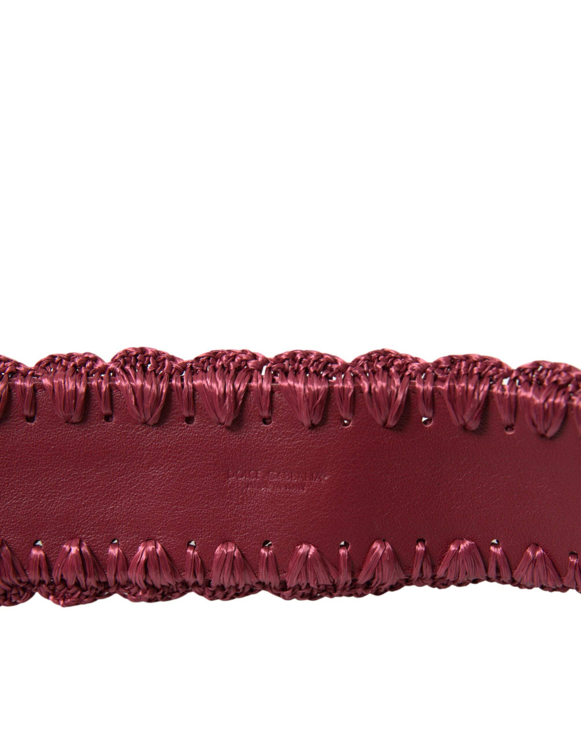 Dolce & Gabbana Maroon Elegance Canvas Waist Belt - ACCEXO