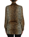 Dolce & Gabbana Elegant Brown Animal Print Silk Blouse