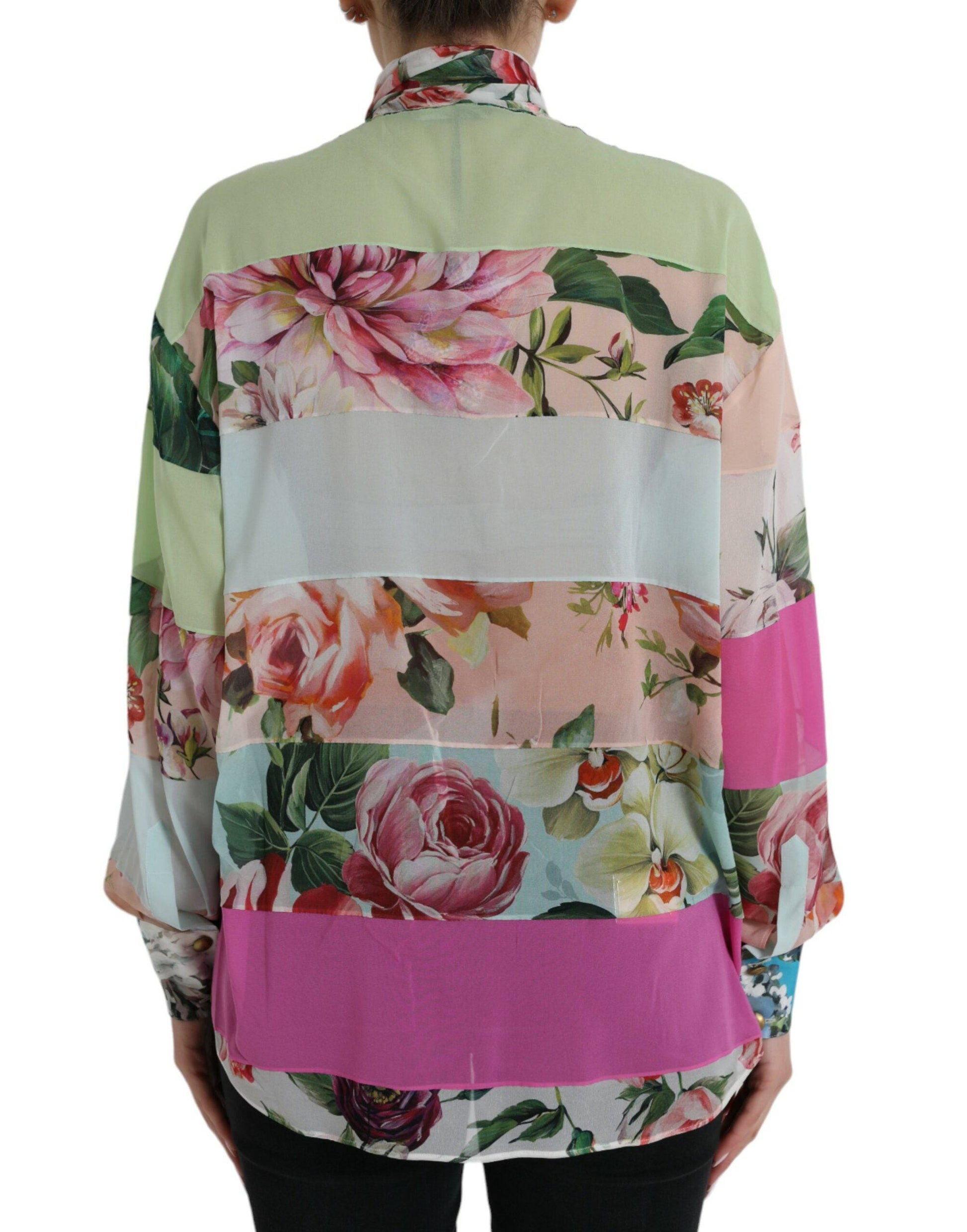 Dolce & Gabbana Elegant Multicolor Silk Blend Long Sleeve Top - ACCEXO